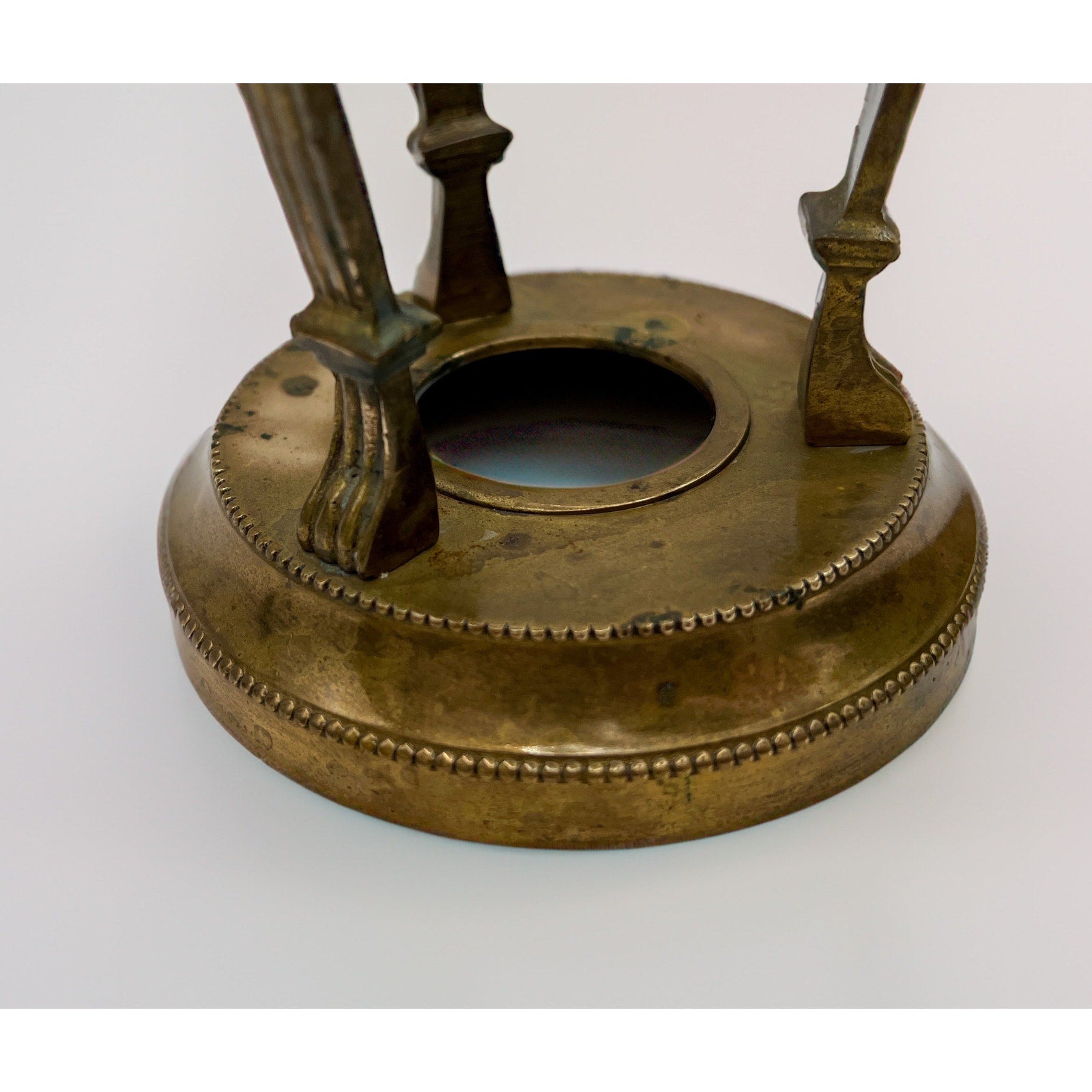 Vintage Brass Conical Vase with Lion Detail