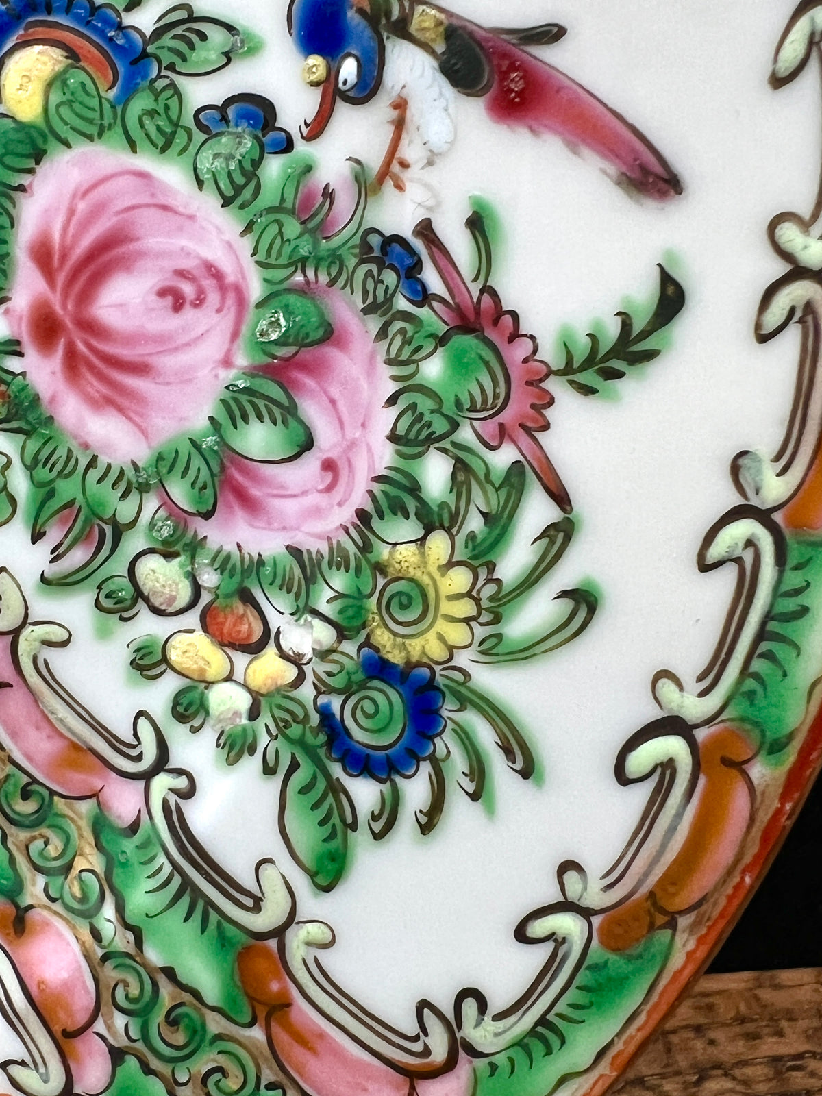 1900s Chinese Rose Medallion 8 1/2" Plate- Made in China Backstamp