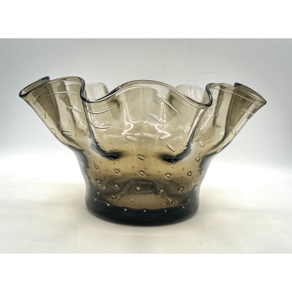 Smoky Grey Bullicante Glass Handkerchief Bowl