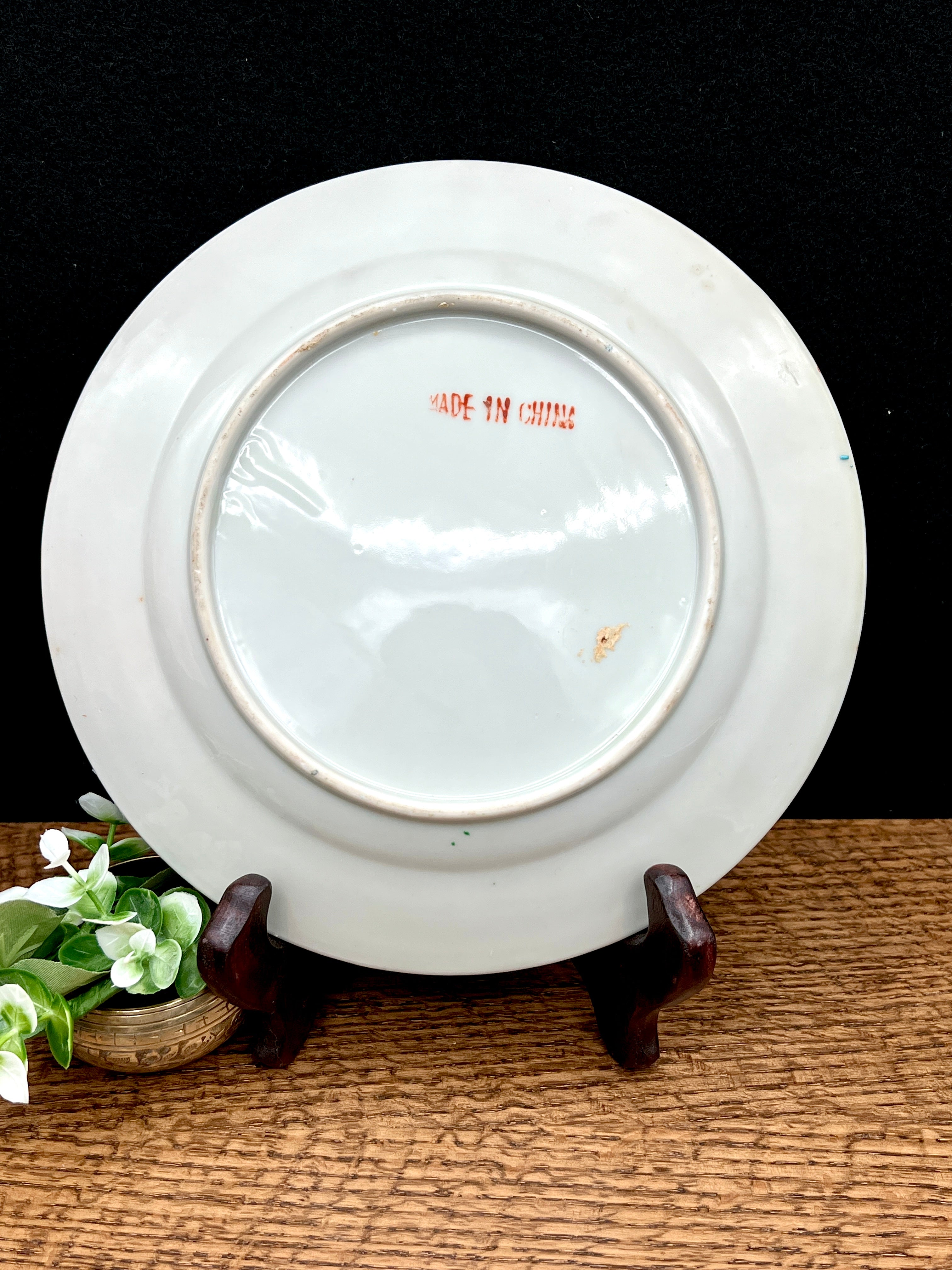 1900s Chinese Rose Medallion 8 1/2" Plate- Made in China Backstamp