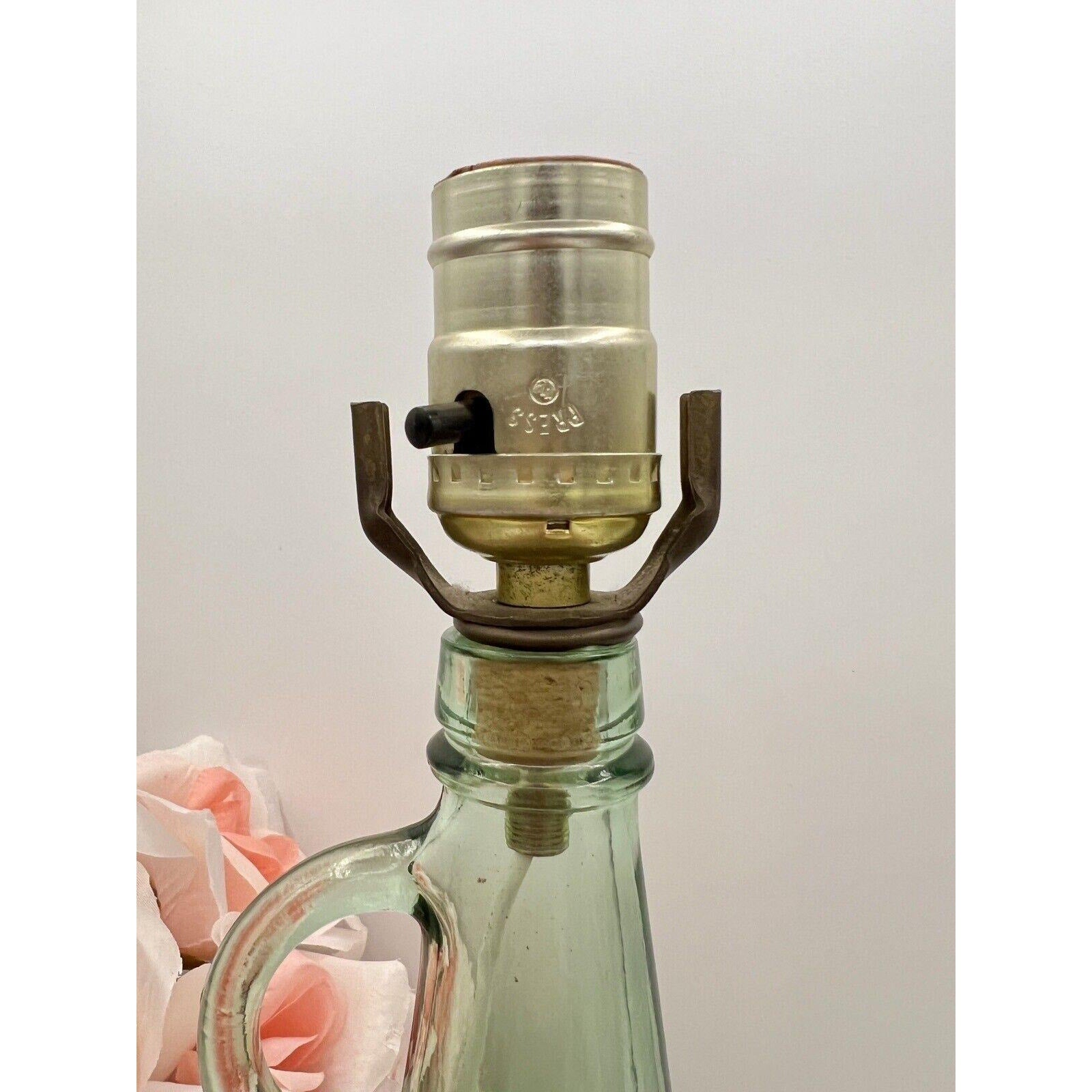 Vintage French Wine Green Glass Bottle Table Lamp