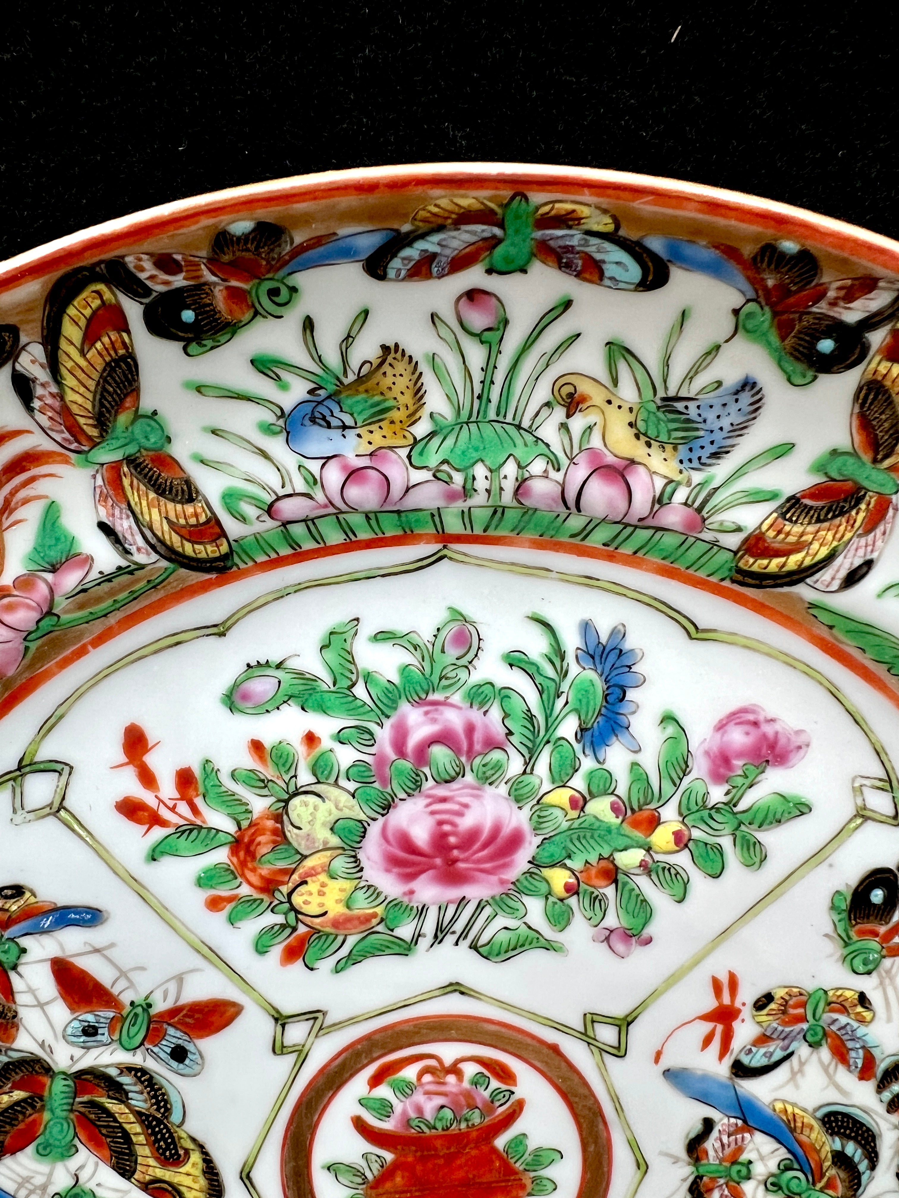 1800s Chinese Rose Medallion 9 1/2" Plate- No Backstamp, Pre-1891