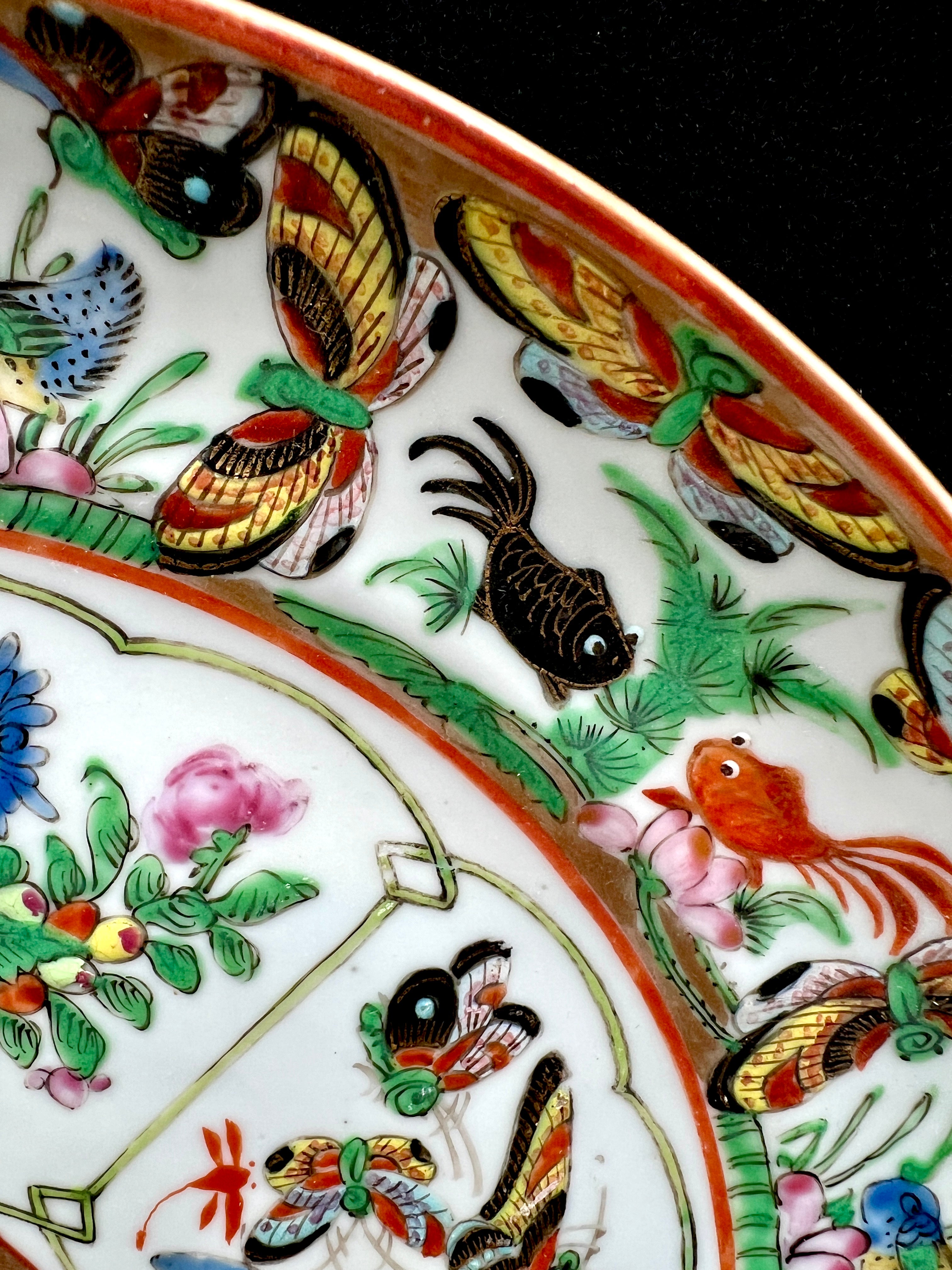 1800s Chinese Rose Medallion 9 1/2" Plate- No Backstamp, Pre-1891