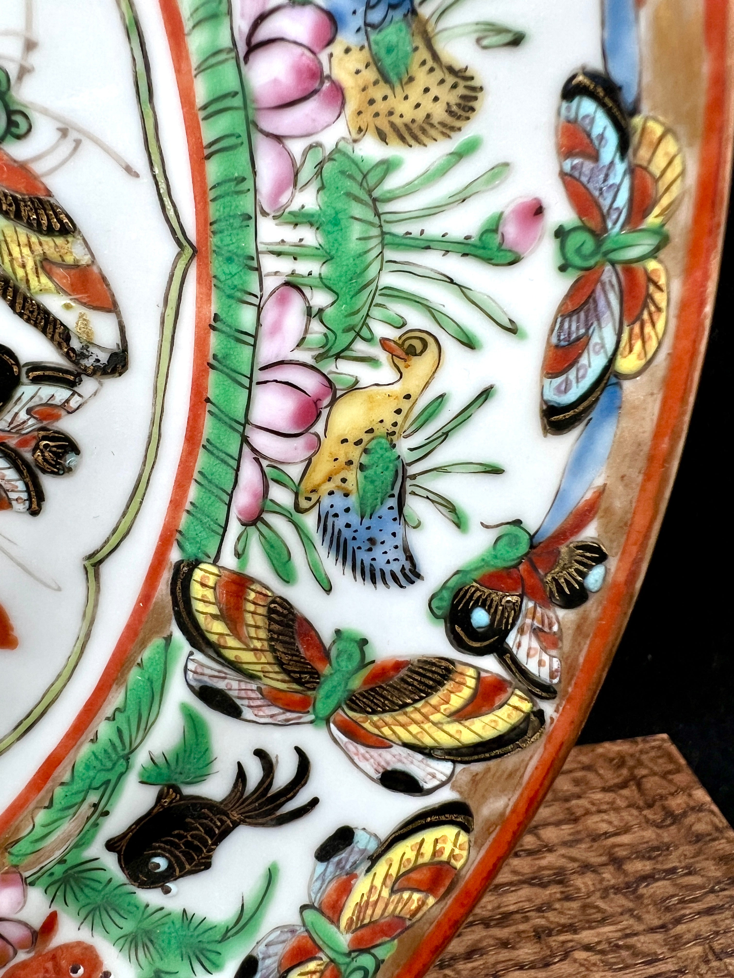 1800s Chinese Rose Medallion 9 1/2" Plate- No Backstamp, Pre-1891