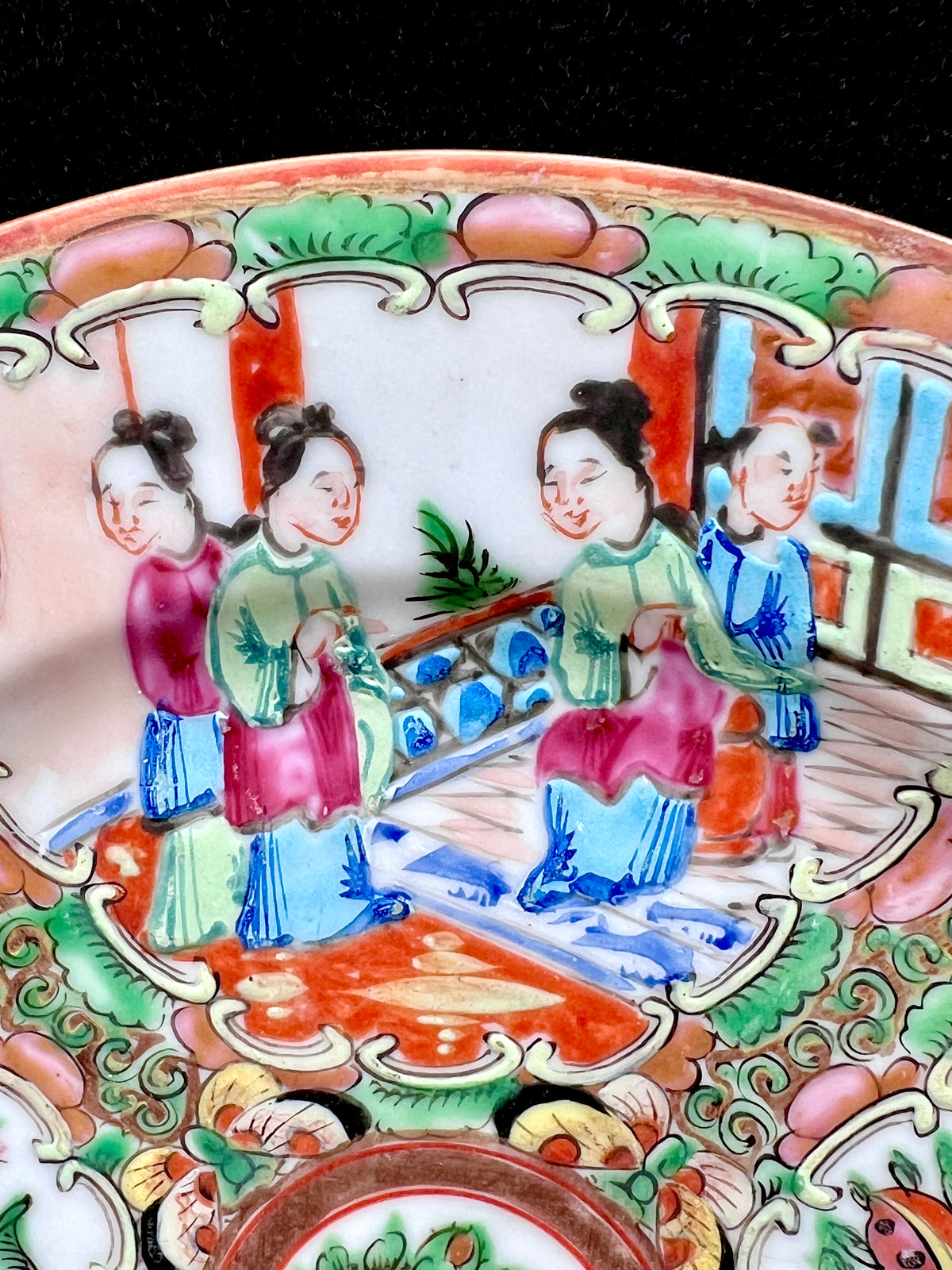 1900s Chinese Rose Medallion 8 1/2" Plate- Made in China Backstamp