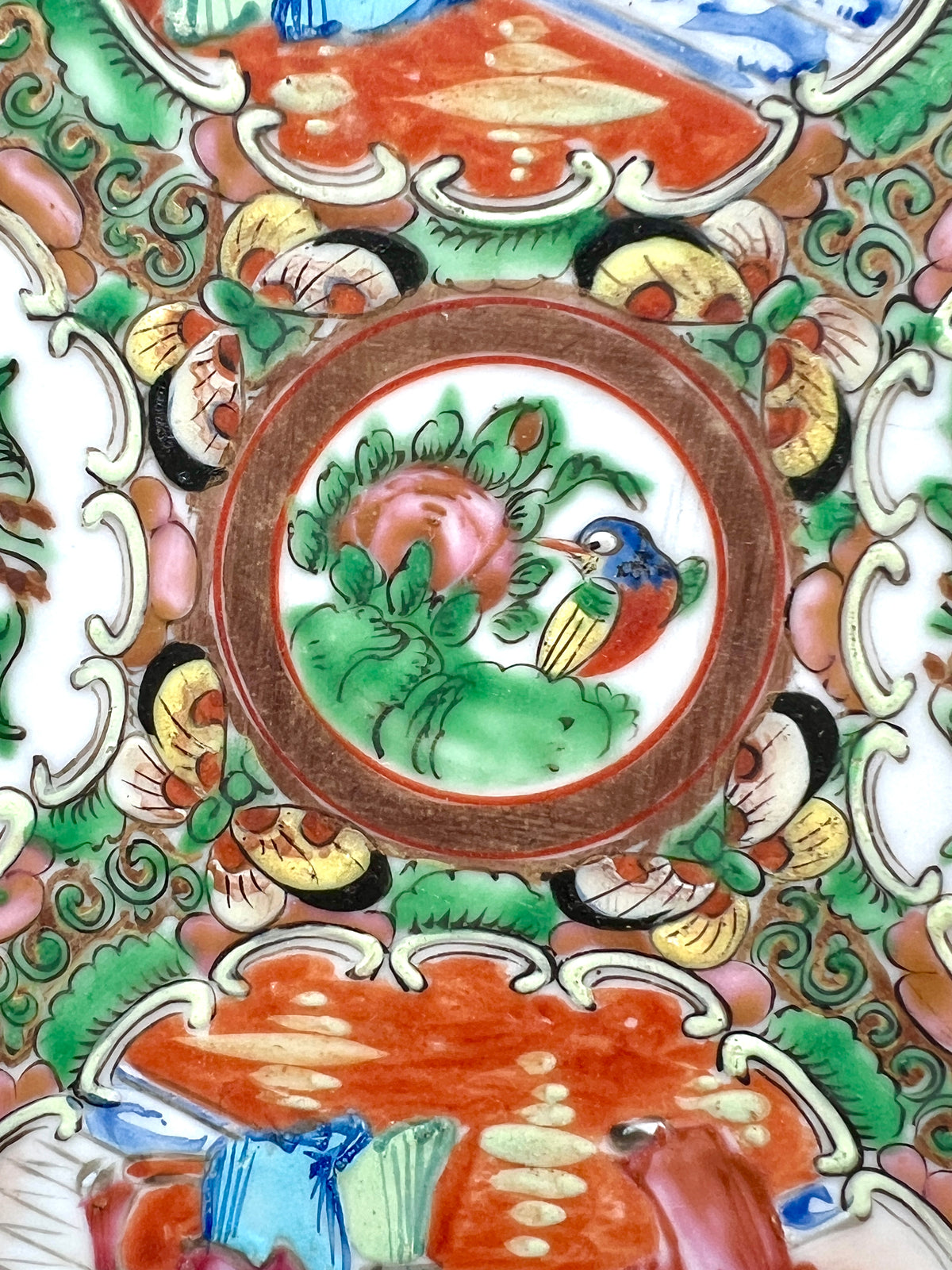 1900s Chinese Rose Medallion 8 1/2" Plate- Made in China Backstamp