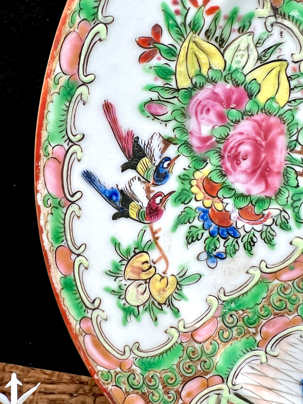 1900s Chinese Rose Medallion 8 1/2" Plate- Made in China Backstamp