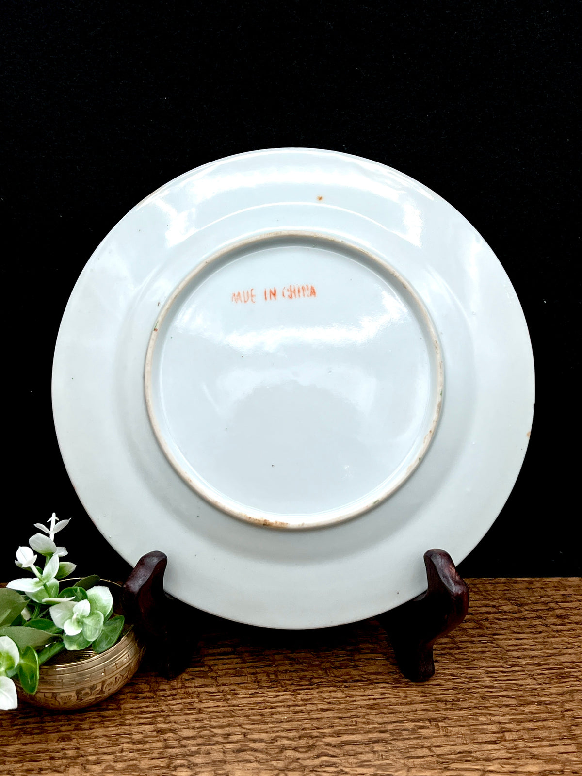 1900s Chinese Rose Medallion 8 1/2" Plate- Made in China Backstamp