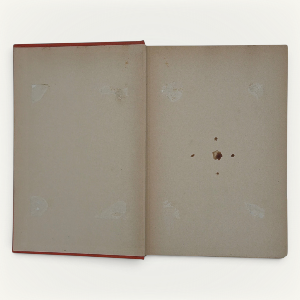 Burnt orange cloth hardcover book standing upright against a neutral background, featuring a minimalist textured cloth front board with black stamped linear accents along the spine edge. - Photo 4