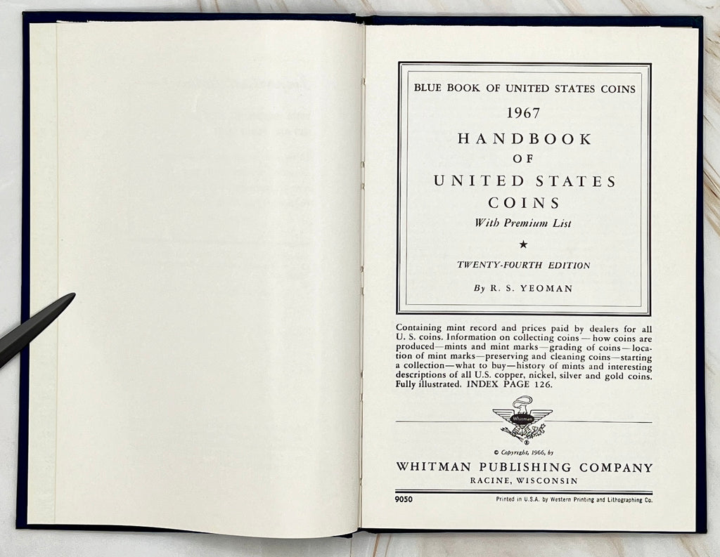 1967 Handbook of United States Coins with Premium List Whitman 24th Edition
