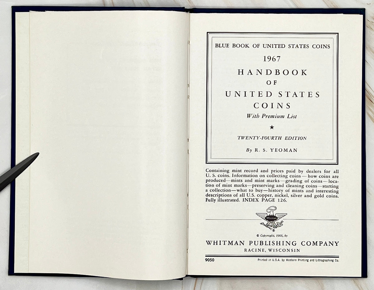 1967 Handbook of United States Coins with Premium List Whitman 24th Edition