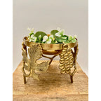 Vintage Ambrosia Brass Grape Motif Centerpiece Candle Holder Bowl