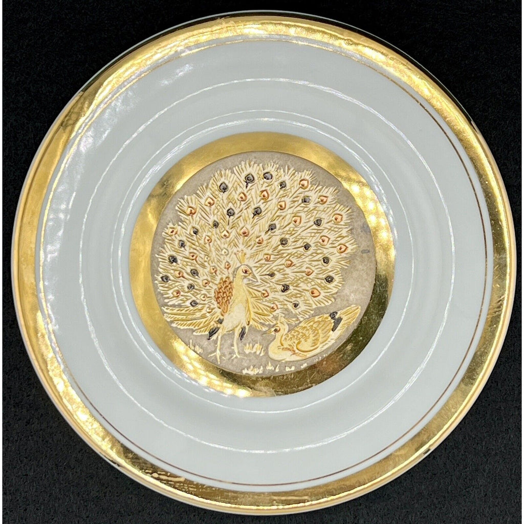 Vintage Japanese Art of Chokin Gilded 24K Gold Trim Plates - Pair