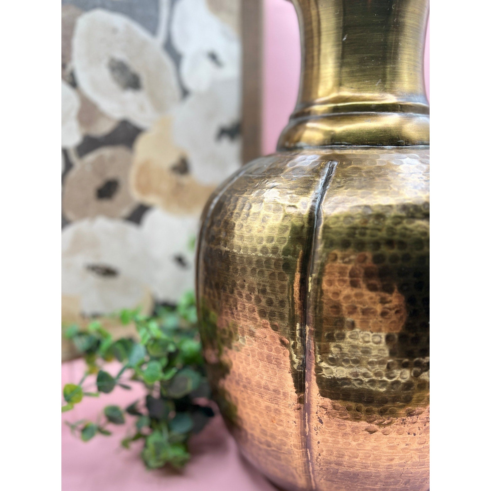 Stunning Vintage 16” Hammered Brass Vase – Perfect for Elegant Decor