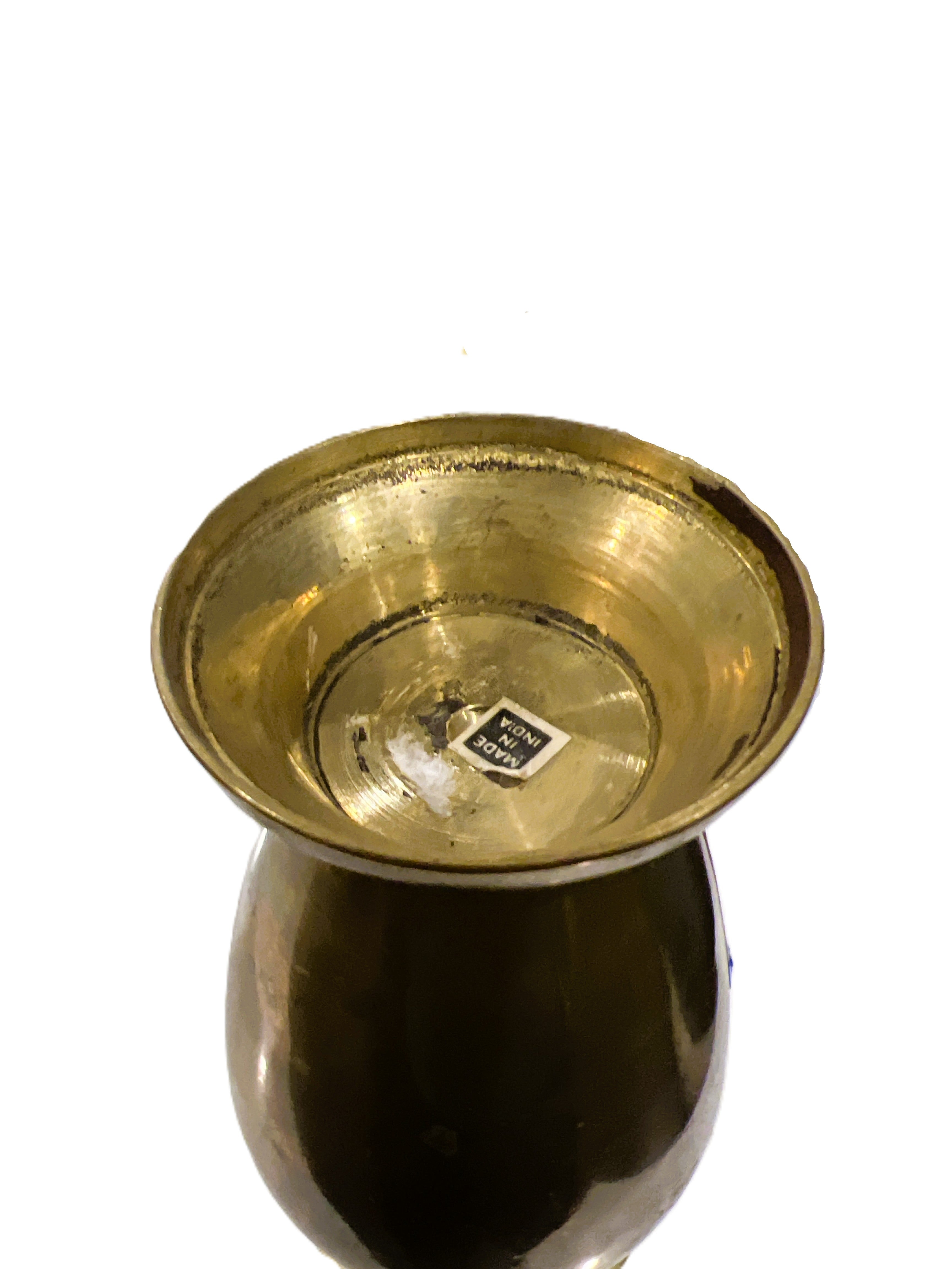 Vintage 7 Inch Brass Baluster Vase Made in India