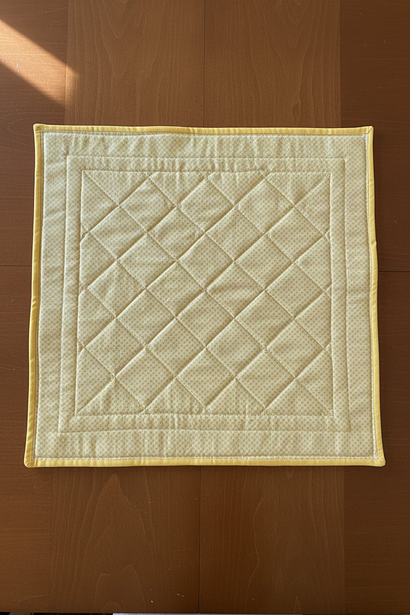 Vintage Hand Quilted Star Table Centerpiece Topper Cotton Calico 16x16