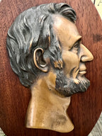 Bronze Abraham Lincoln Profile on Wood Mount - Vintage Americana