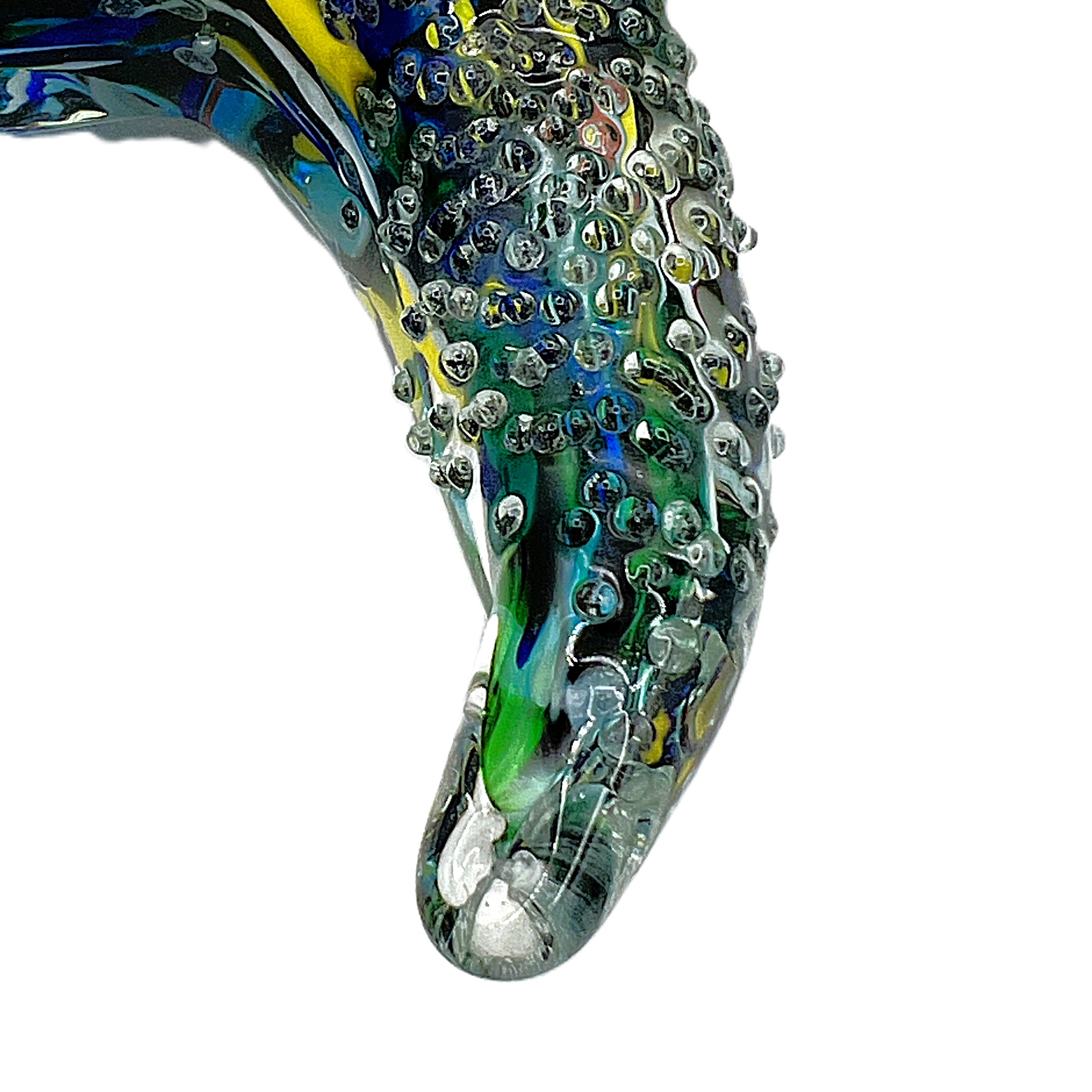 Vintage Murano Style Bullicante Glass Starfish Sculpture - Multicolor Controlled Bubble Art Glass - 6.75"