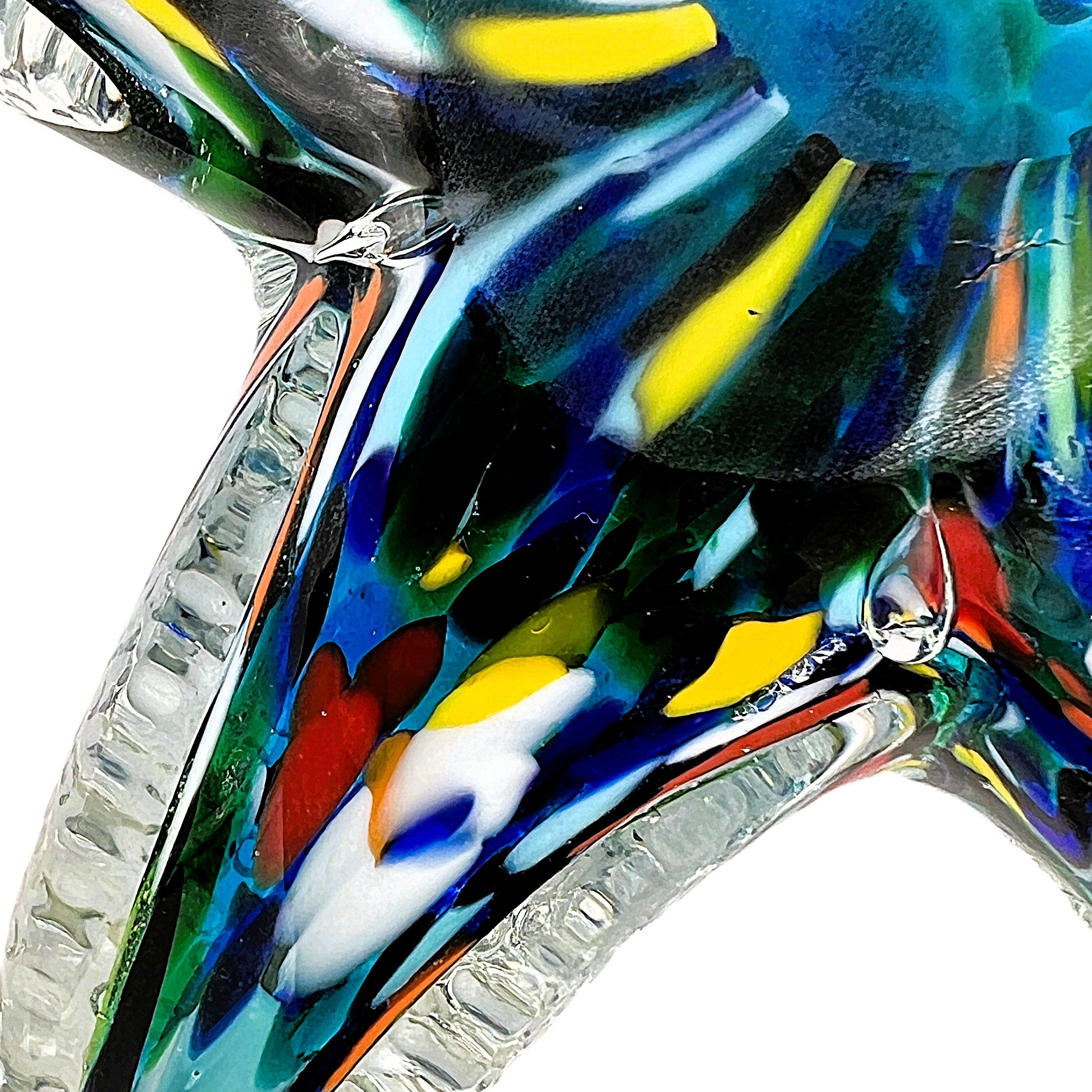Vintage Murano Style Bullicante Glass Starfish Sculpture - Multicolor Controlled Bubble Art Glass - 6.75"