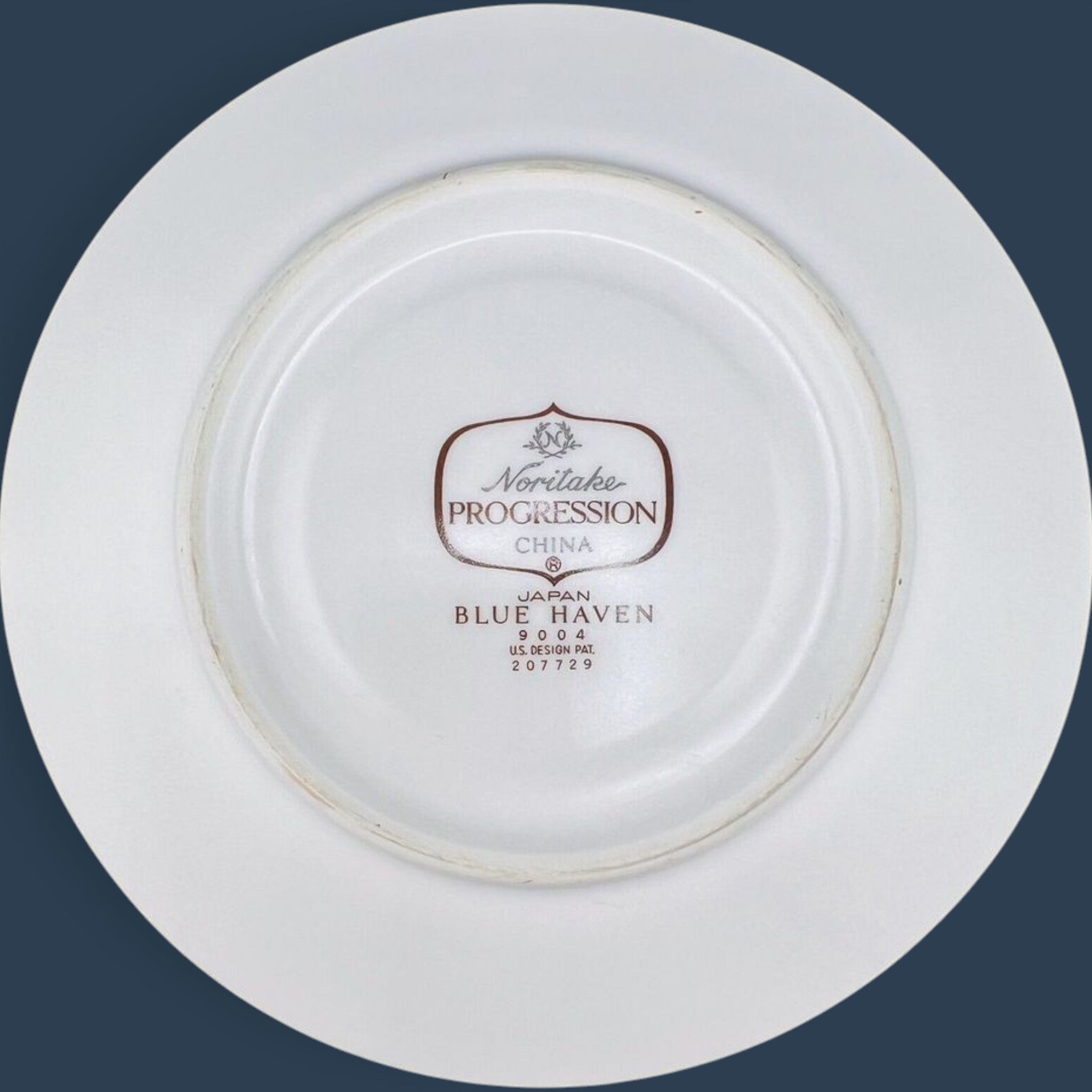Vintage Noritake Progression Blue Haven cup and saucer set featuring a slate blue mid-century modern floral pattern. - Photo 4