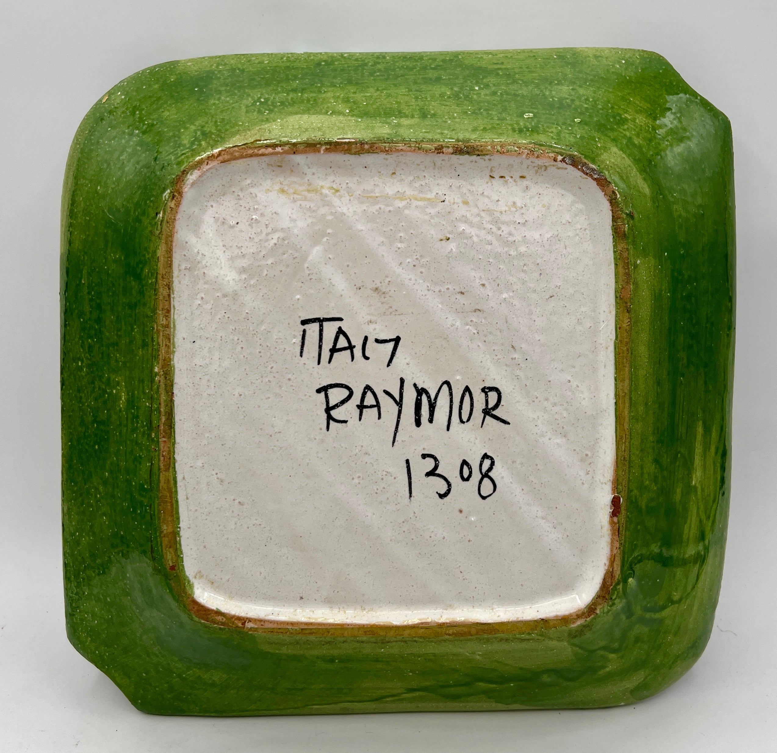 Vintage Large Raymor Italy 1308 Square Ceramic Ashtray Bitossi Style