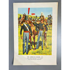 The American Soldier, 1836 lithograph by Hugh C. McBarron Jr., Dragoon officers and enlisted men with horses.