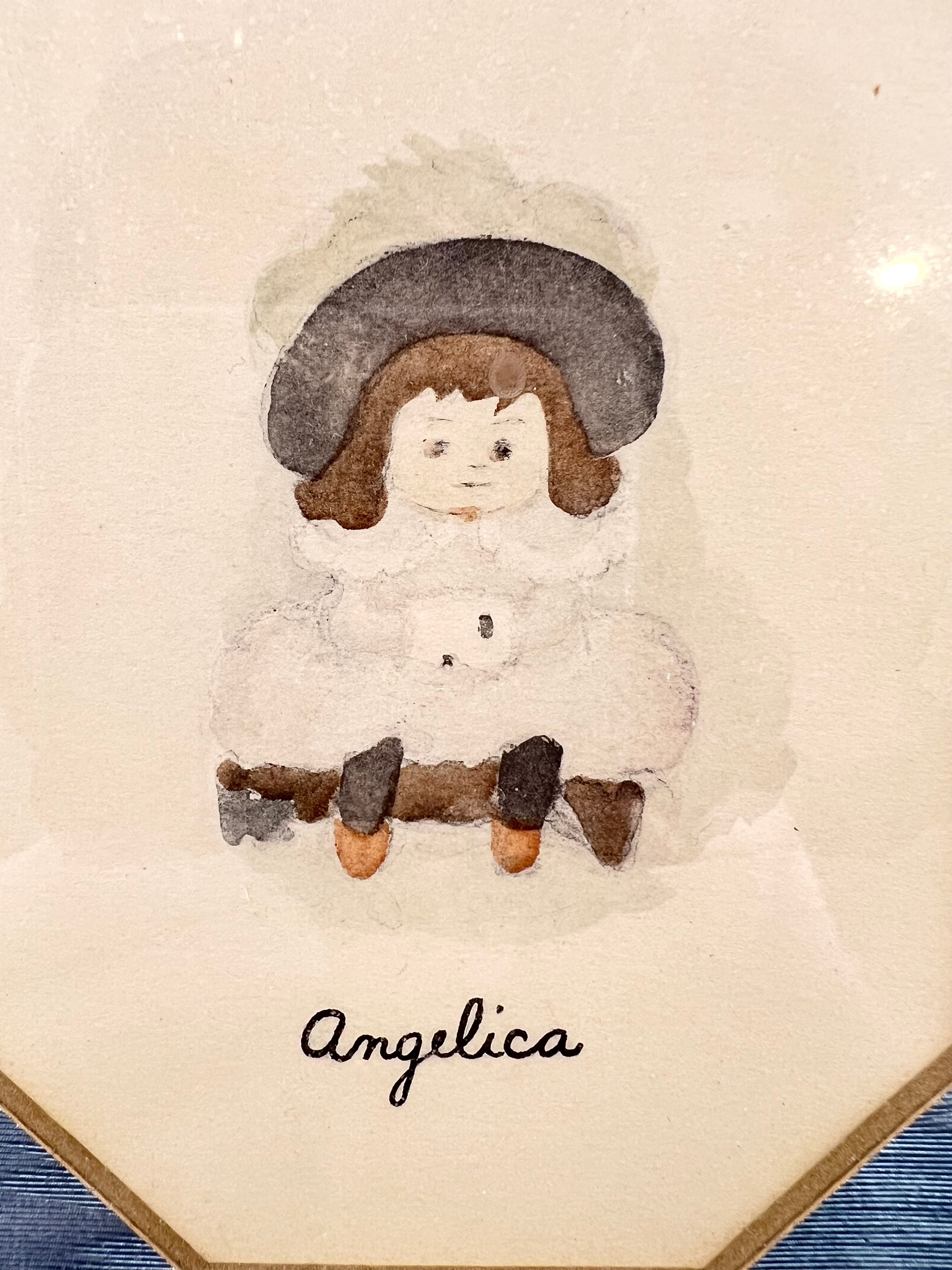 Angelica vintage 3.5x5.5 in print with certificate of authenticity, featuring a brown-haired girl in a hat.