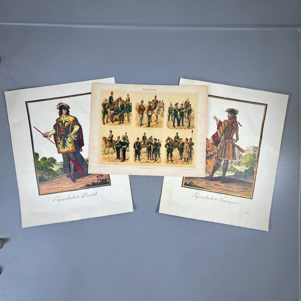 Antique 1890s chromolithograph military uniform prints by Richard Knötel showing multi-nation regiments in vibrant historical attire on antique wove paper. - Photo 8