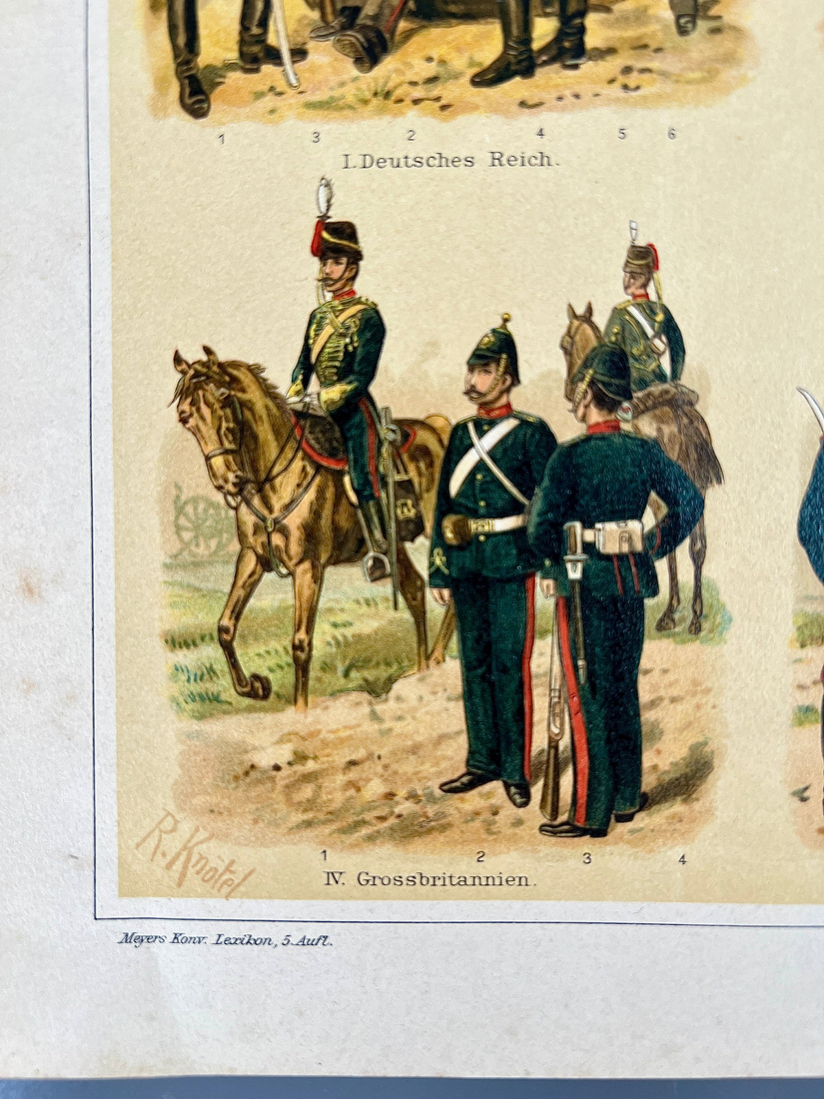 Antique 1890s chromolithograph military uniform prints by Richard Knötel showing multi-nation regiments in vibrant historical attire on antique wove paper. - Photo 11