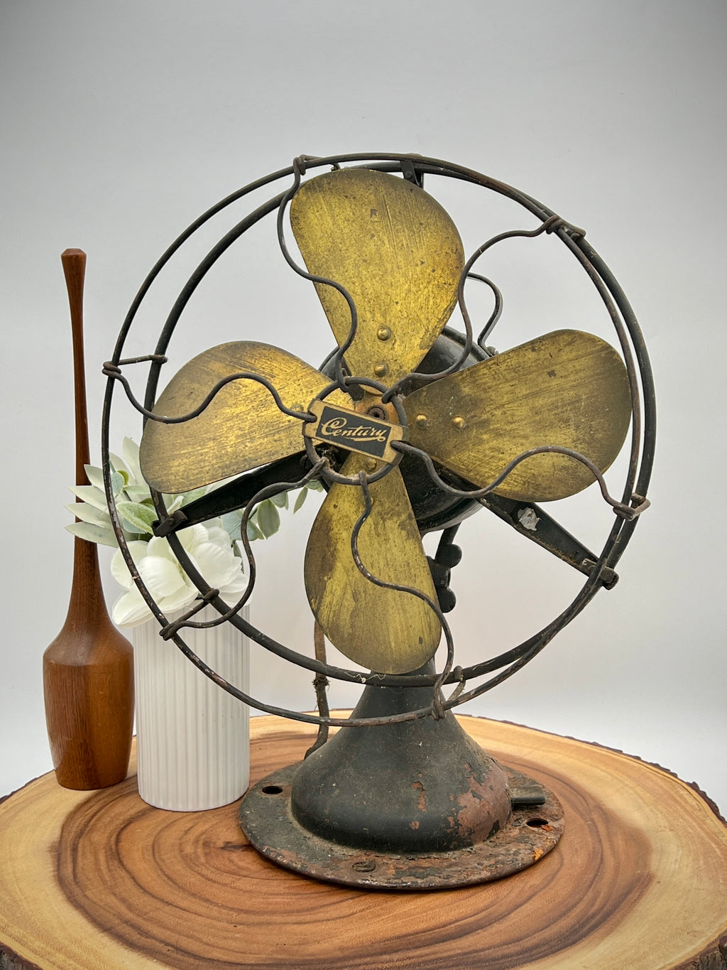 Antique 1923 Century Model 224 10" Brass 4-Blade Art Deco Fan