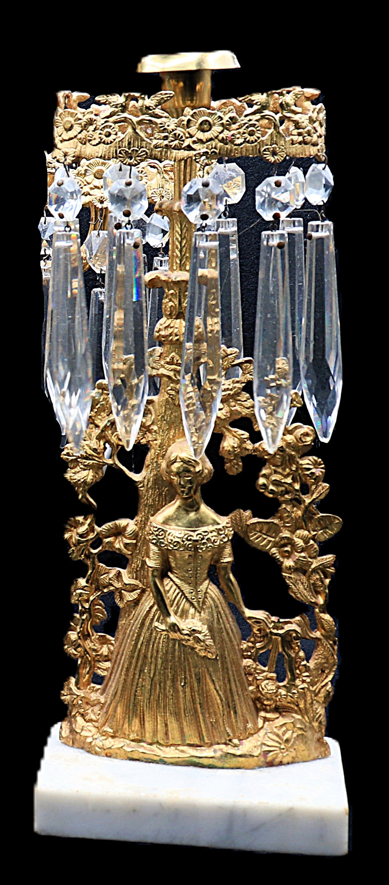 Antique 19th Century Gilt Brass Figural Girandole Set