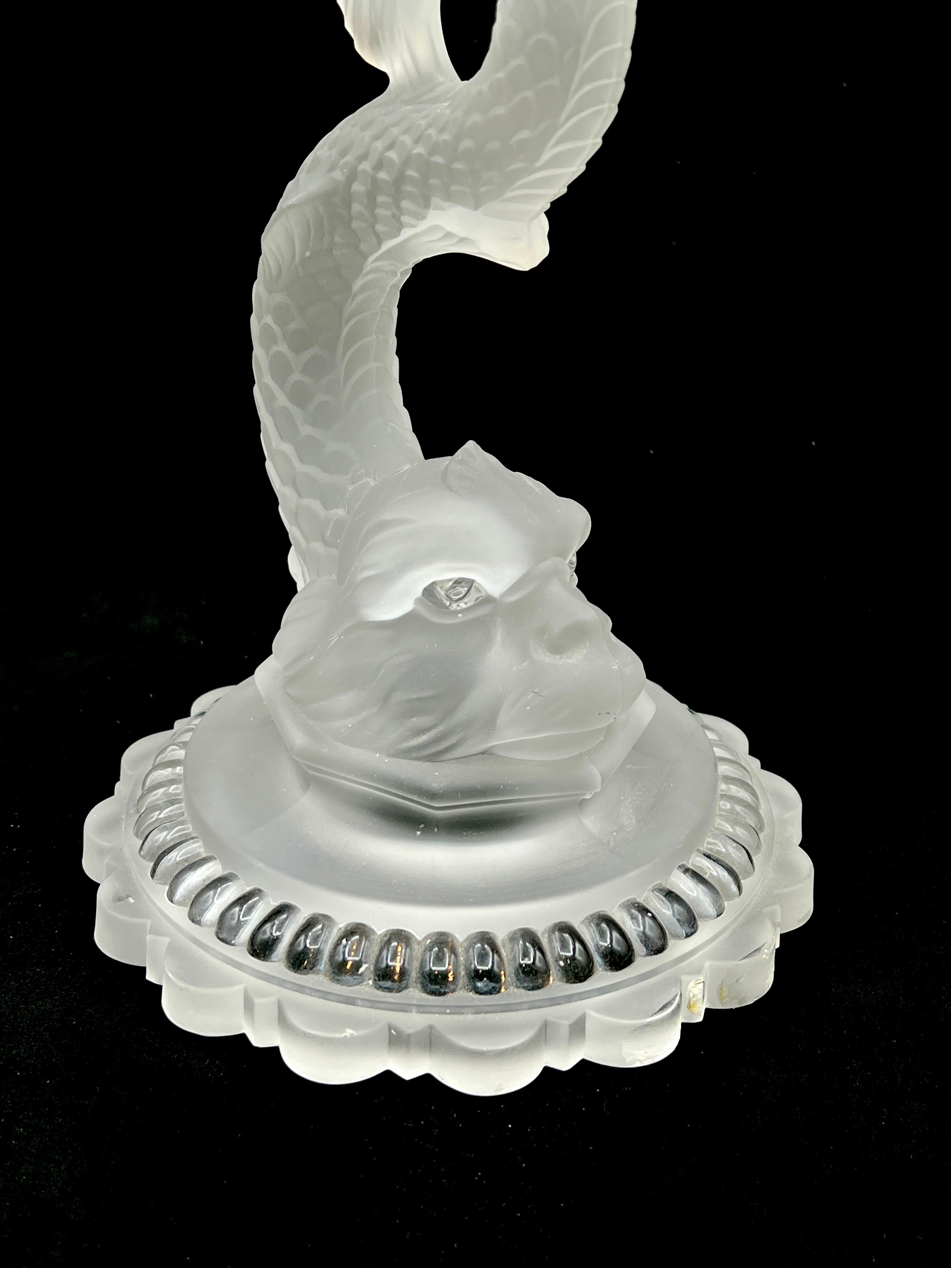 Antique Baccarat Crystal Dauphin Pedestal Bowl 1890s-1900s
