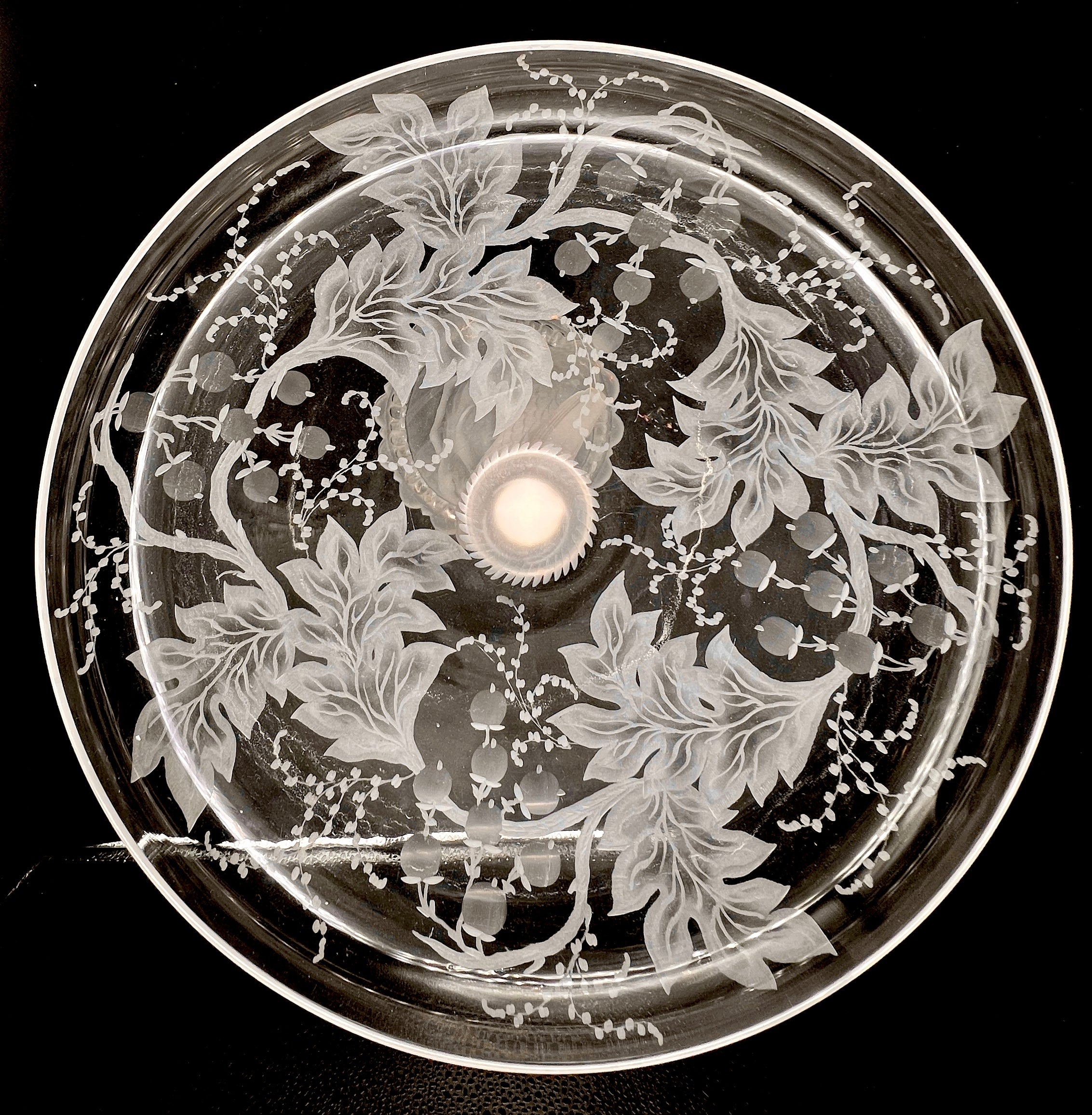 Antique Baccarat Crystal Dauphin Pedestal Bowl 1890s-1900s