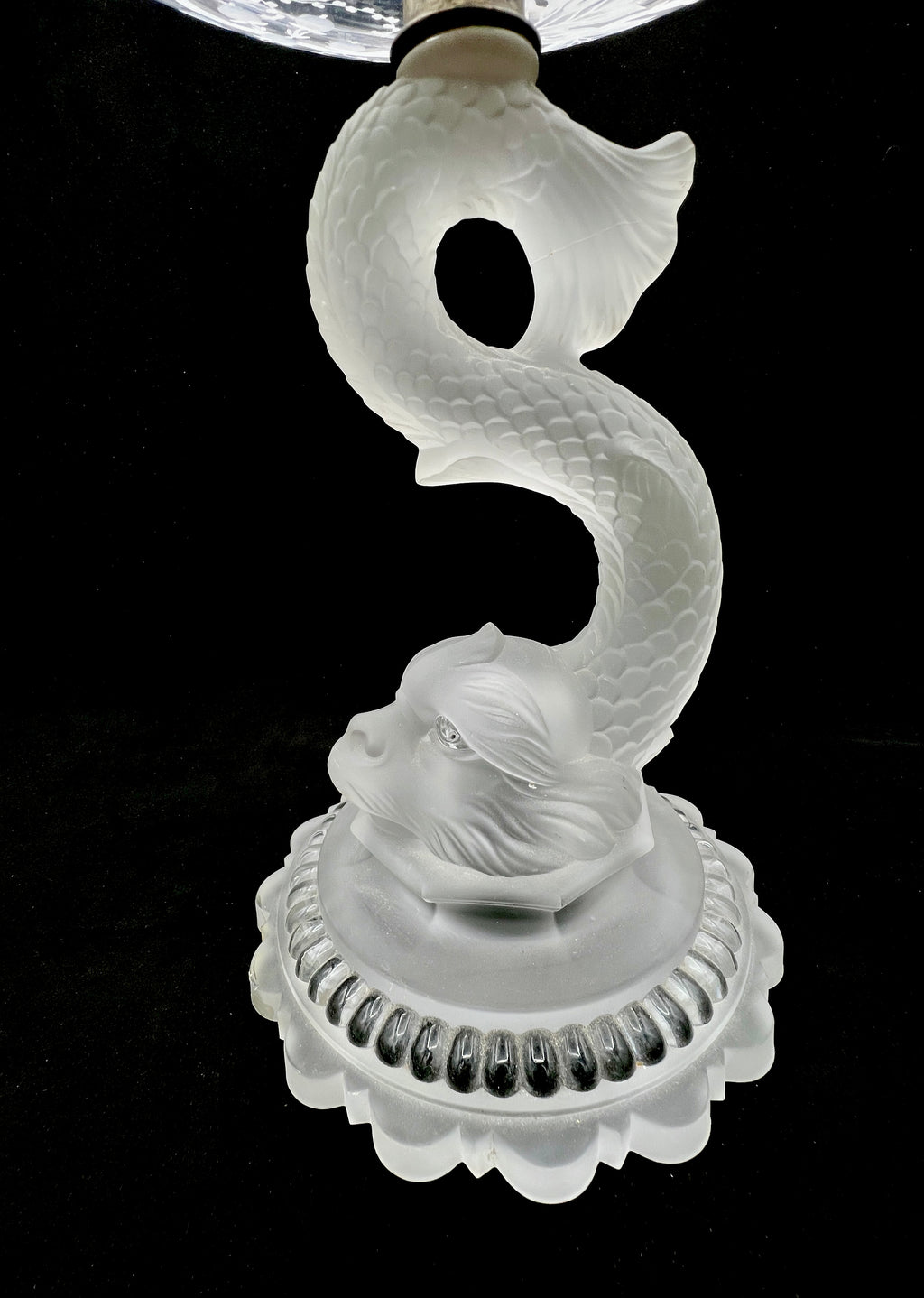 Antique Baccarat Crystal Dauphin Pedestal Bowl 1890s-1900s