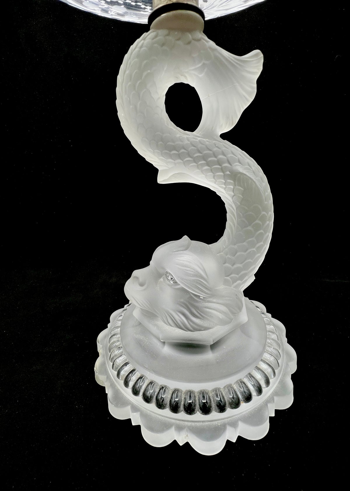 Antique Baccarat Crystal Dauphin Pedestal Bowl 1890s-1900s