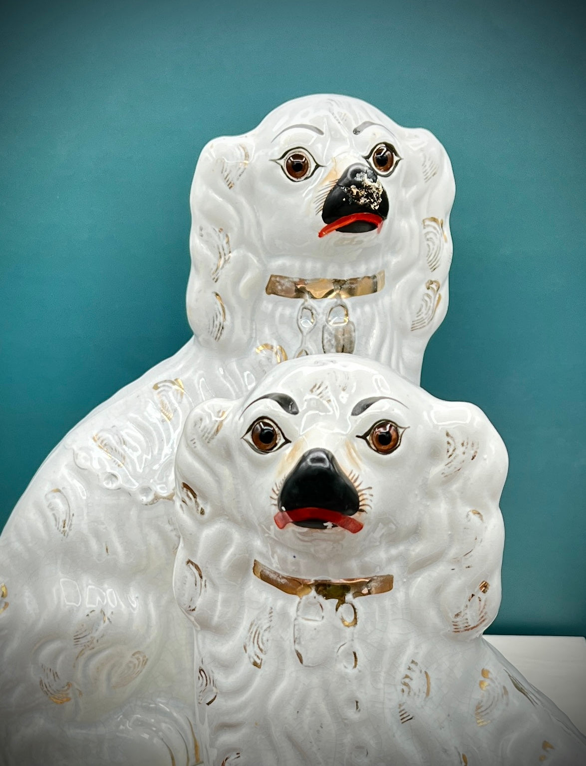 Antique Staffordshire Porcelain Dog Figurines - Pair of Collectible English Ceramic Dogs