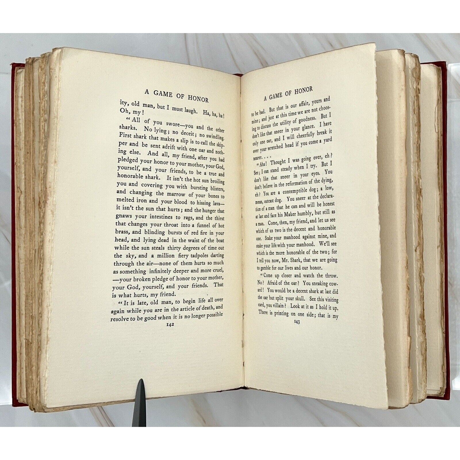 Open first edition 1897 Gothic horror novel The Ape, The Idiot & Other People by W. C. Morrow, rare hardcover.