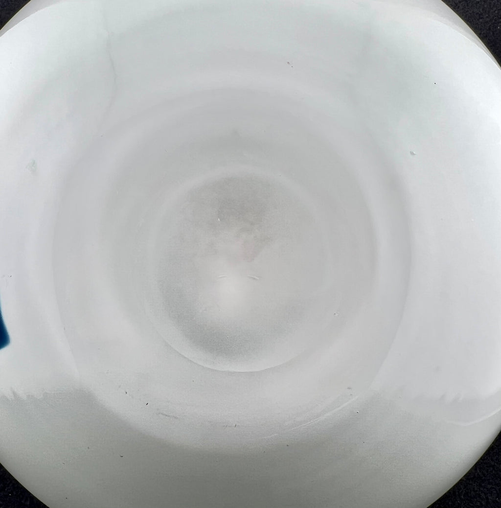 Art Glass Mid Century Modern Hand Blown White/Blue 8" Vase