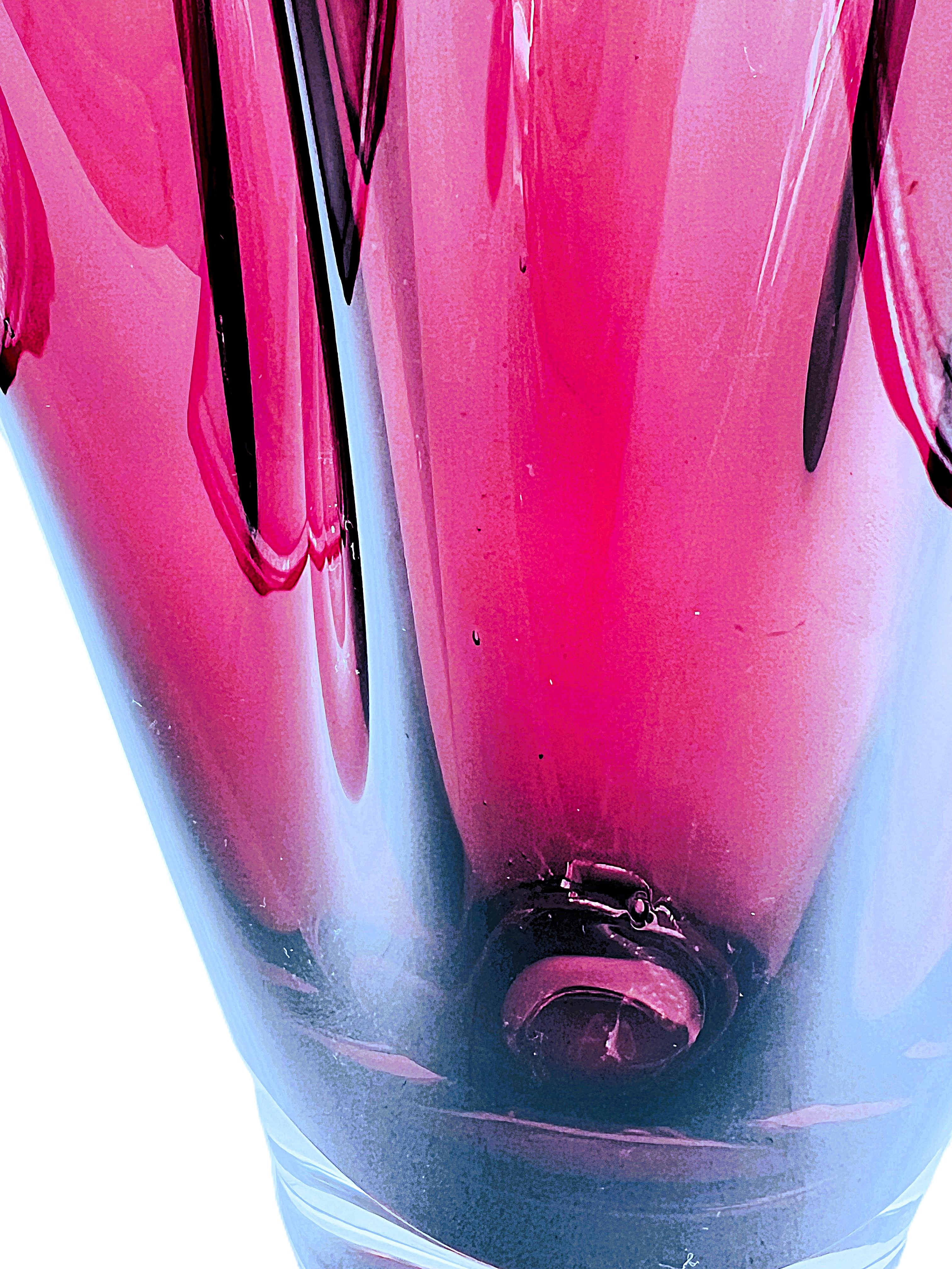 Authentic Murano Glass Fazzoletto Handkerchief Vase Cranberry Pink / Deep Purple