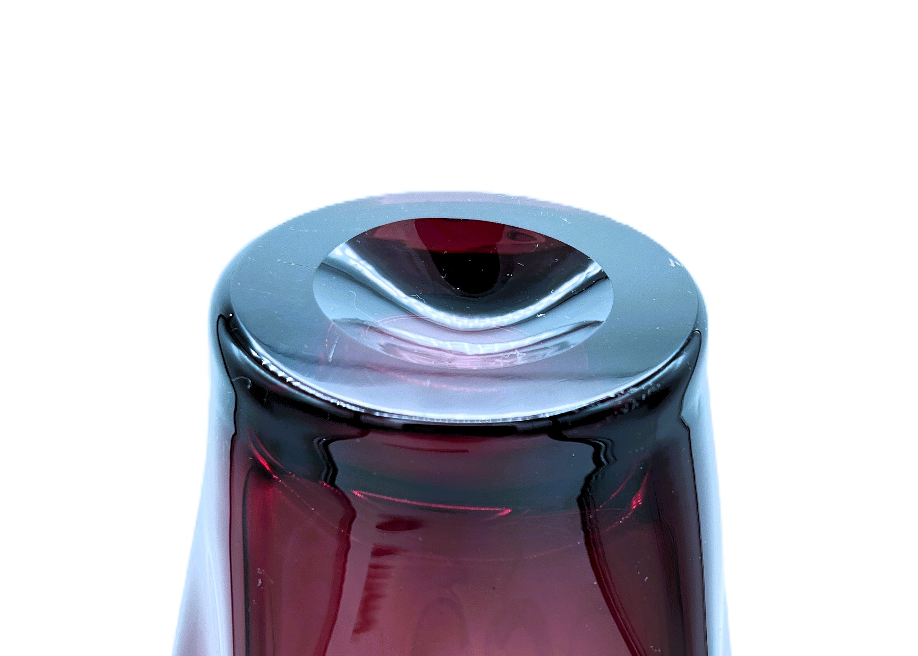Authentic Murano Glass Fazzoletto Handkerchief Vase Cranberry Pink / Deep Purple