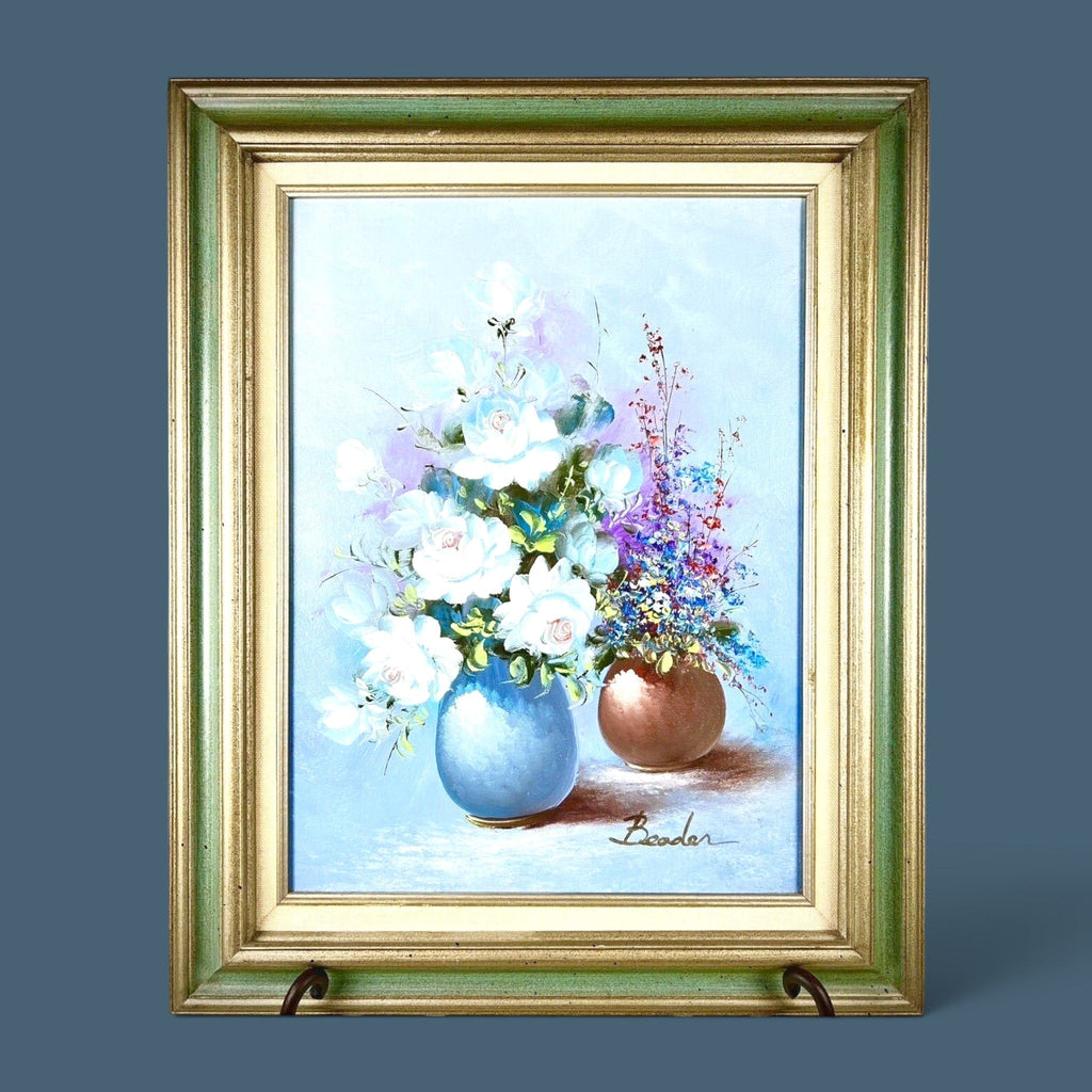 A vintage original oil on canvas painting featuring a scenic landscape composition, beautifully showcased in its original rustic, deeply carved dark wood frame. - Photo 1