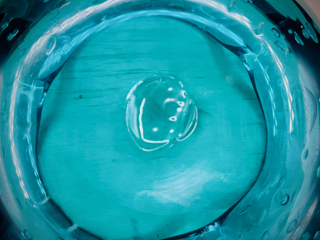 Blenko 1950s Aqua Blue Bullicante Glass Cigar Ashtray