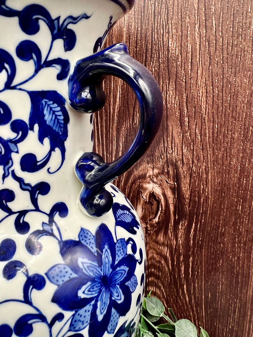 Bombay 12" Vintage Chinoiserie Blue & White Ceramic Vase