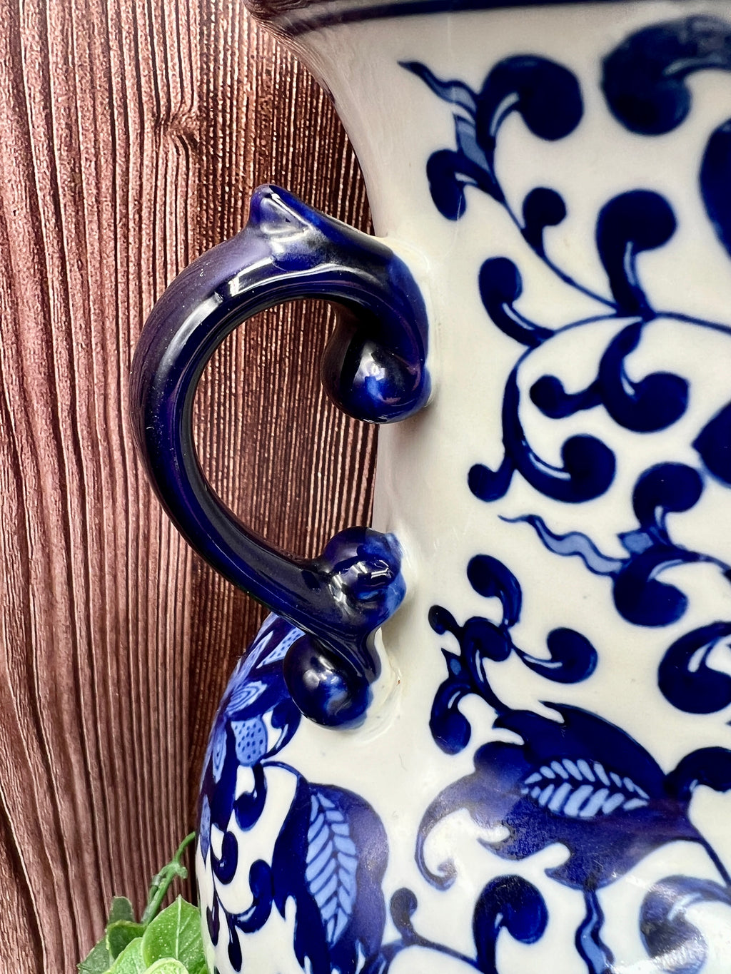 Bombay 12" Vintage Chinoiserie Blue & White Ceramic Vase