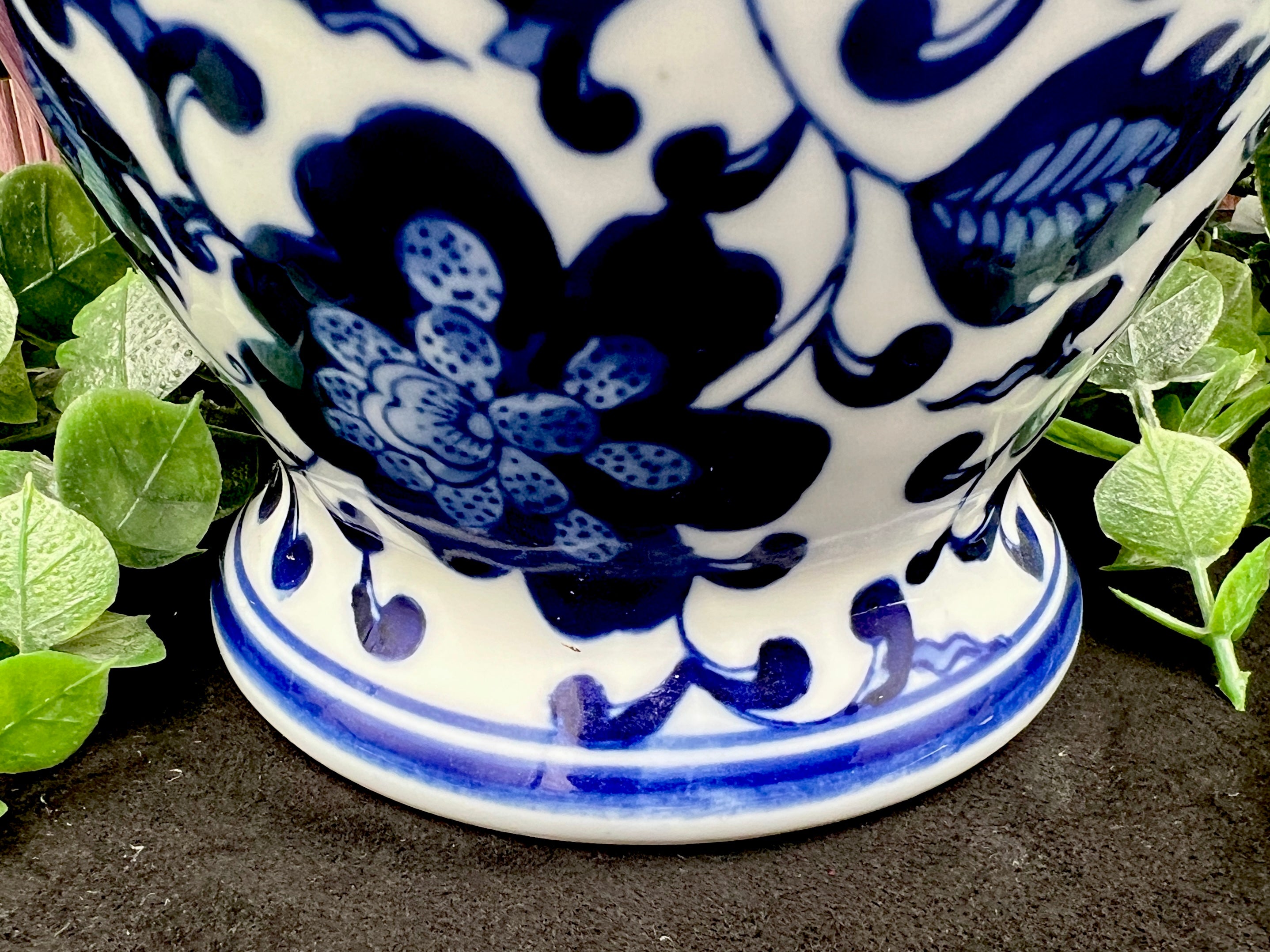 Bombay 12" Vintage Chinoiserie Blue & White Ceramic Vase