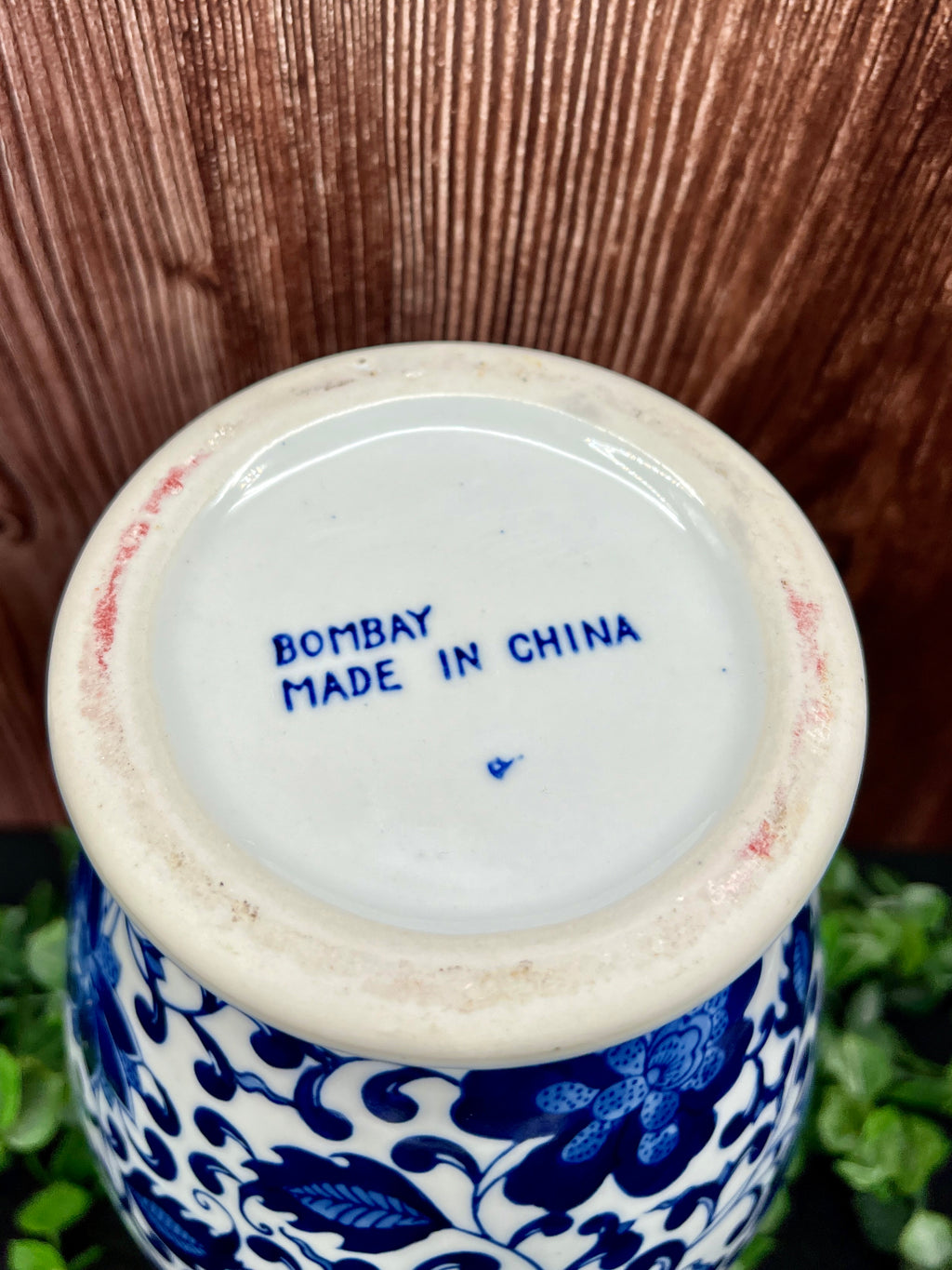 Bombay 12" Vintage Chinoiserie Blue & White Ceramic Vase