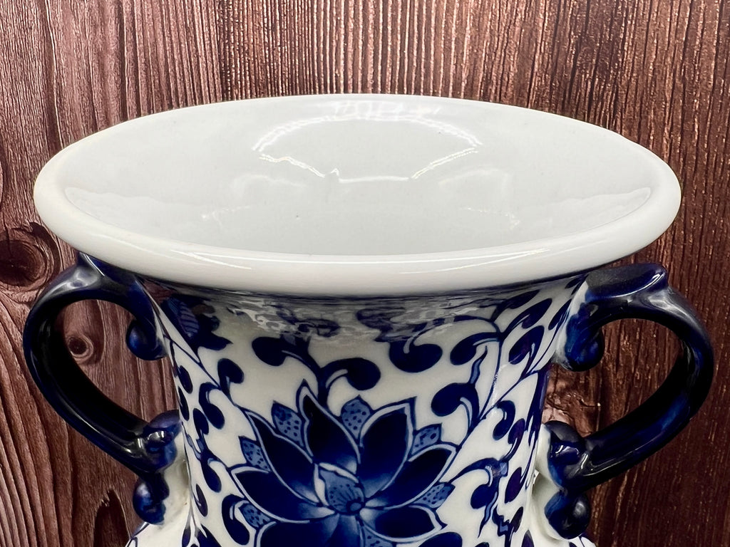 Bombay 12" Vintage Chinoiserie Blue & White Ceramic Vase