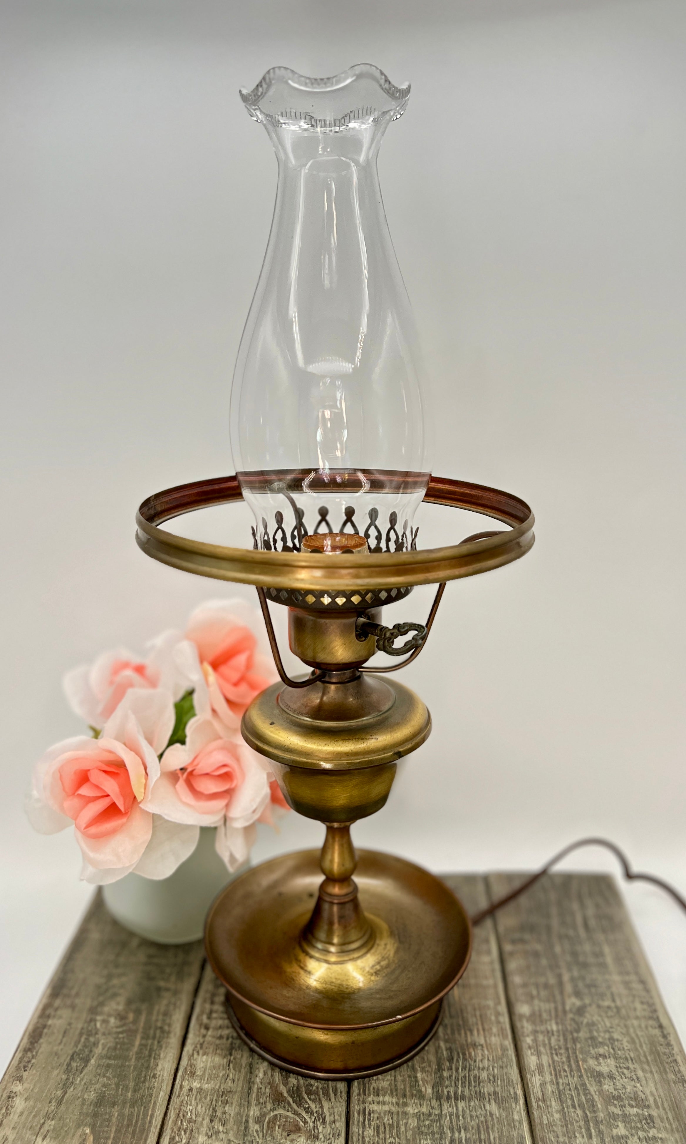 Brass Electric Kerosene-Style Lamp