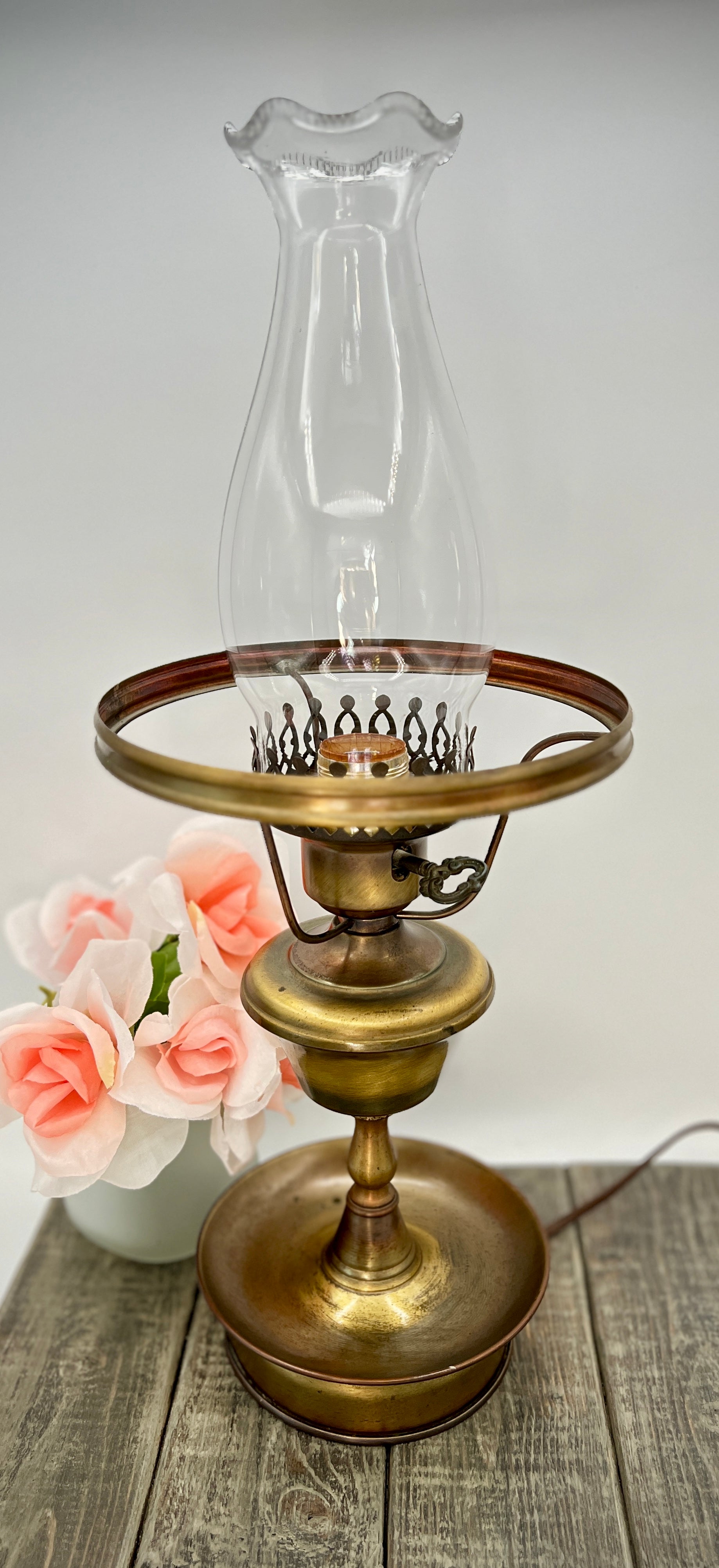 Brass Electric Kerosene-Style Lamp