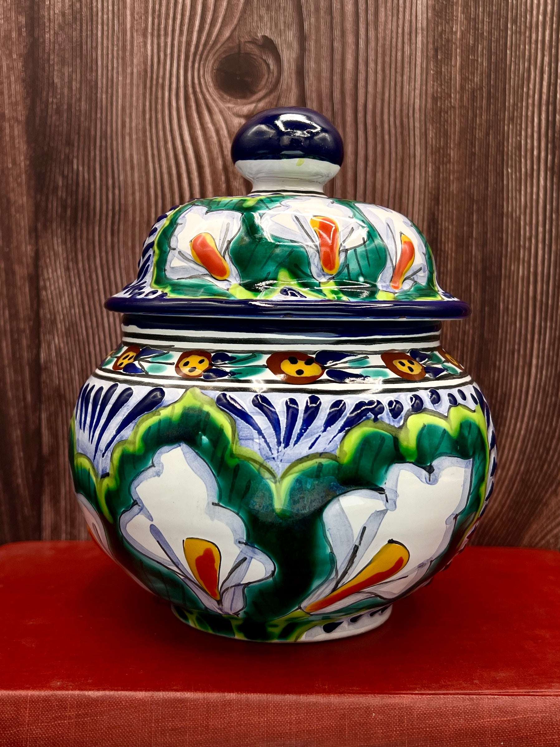 Casa la Paz Talavera Majolica Hand Painted Tibor Jar from Puebla Mexico